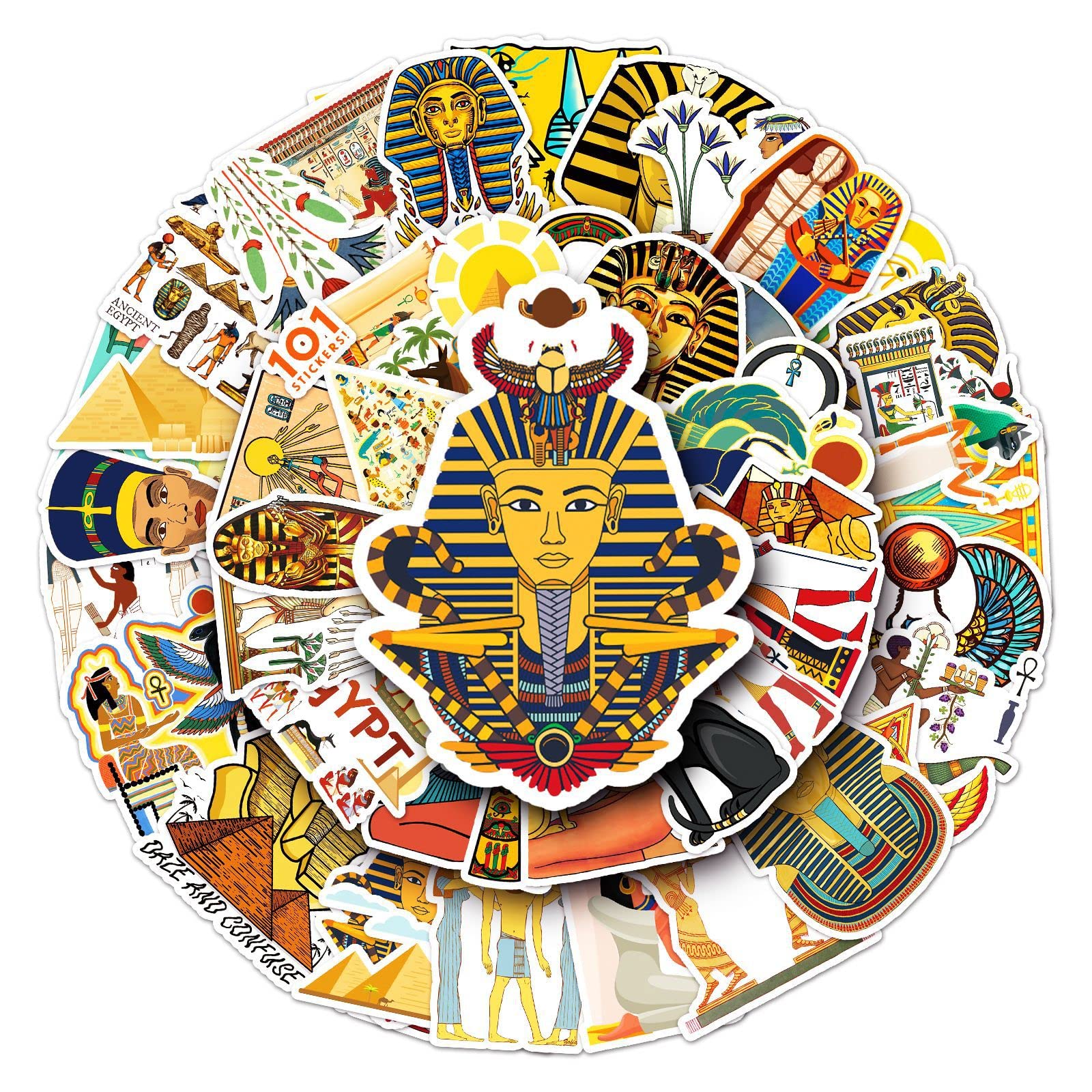 Gaojiwanju 50 Stück Ägypten Wasserfeste Aufkleber Sticker Set für Kinder Jugendliche Egypt Pharaoh Vinyl Aufkleber für Auto Laptop Skateboard Fahrrad Moped Motorrad Motorräder Gepäck Computer Koffer von Gaojiwanju