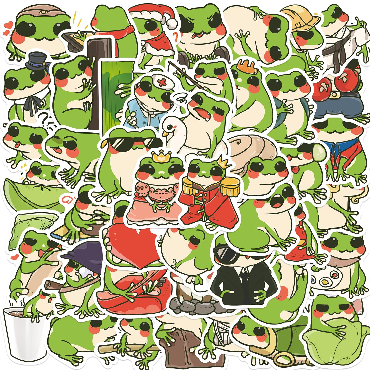 Gaojiwanju 50 Stück Der Frosch Wasserfeste Aufkleber Sticker Set für Kinder Jugendliche Funny Frog Vinyl Aufkleber für Auto Laptop Skateboard Fahrrad Moped Motorrad Motorräder Gepäck Computer Koffer von Gaojiwanju