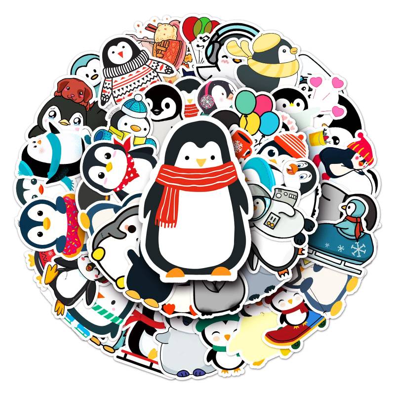 Gaojiwanju 50 Stück Pinguin Wasserfeste Aufkleber Sticker Set für Kinder Jugendliche Penguin Vinyl Aufkleber für Auto Laptop Skateboard Fahrrad Moped Motorrad Motorräder Gepäck Computer Koffer von Gaojiwanju