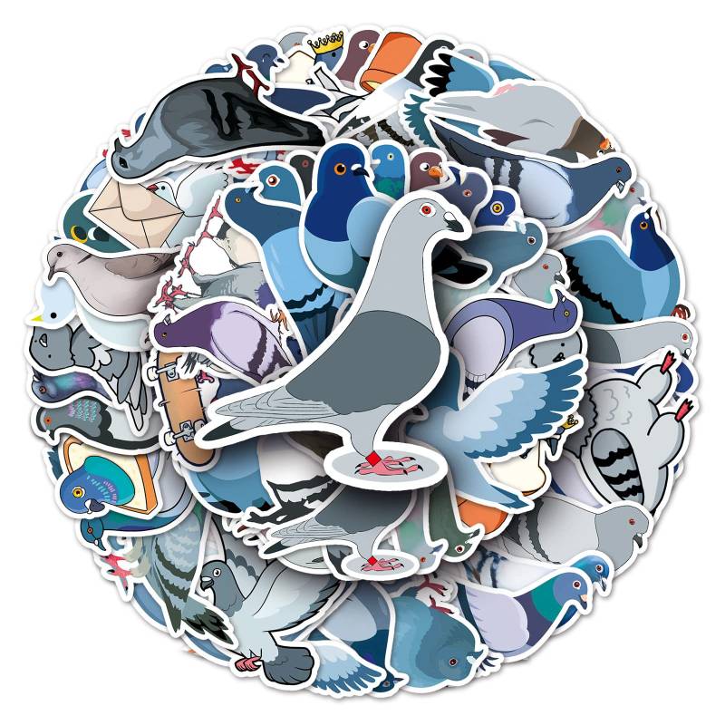 Gaojiwanju 50 Stück Tiere Taube Wasserfeste Aufkleber Sticker Set für Kinder Jugendliche Pigeons Vinyl Aufkleber für Auto Laptop Skateboard Fahrrad Moped Motorrad Motorräder Gepäck Computer Koffer von Gaojiwanju