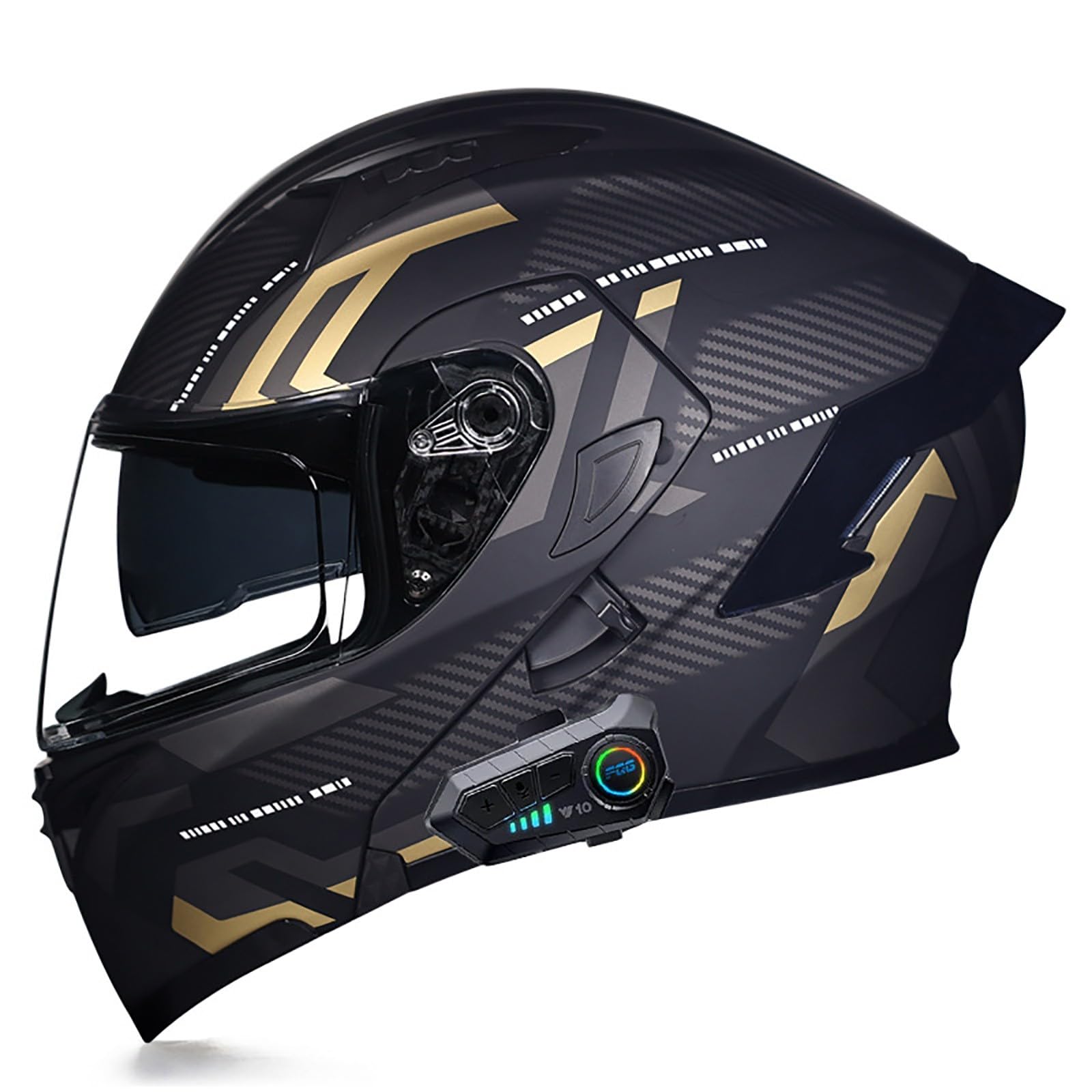 Bluetooth Motorradhelm Klapphelm Modulare Helm, ECE Zertifiziert Integralhelm mit Doppelvisier mit Eingebautem Mikrofon für Automatische Reaktion, für Erwachsene Frauen Männer(Color:AA,Size:L(57-58 von Gaoxianglin