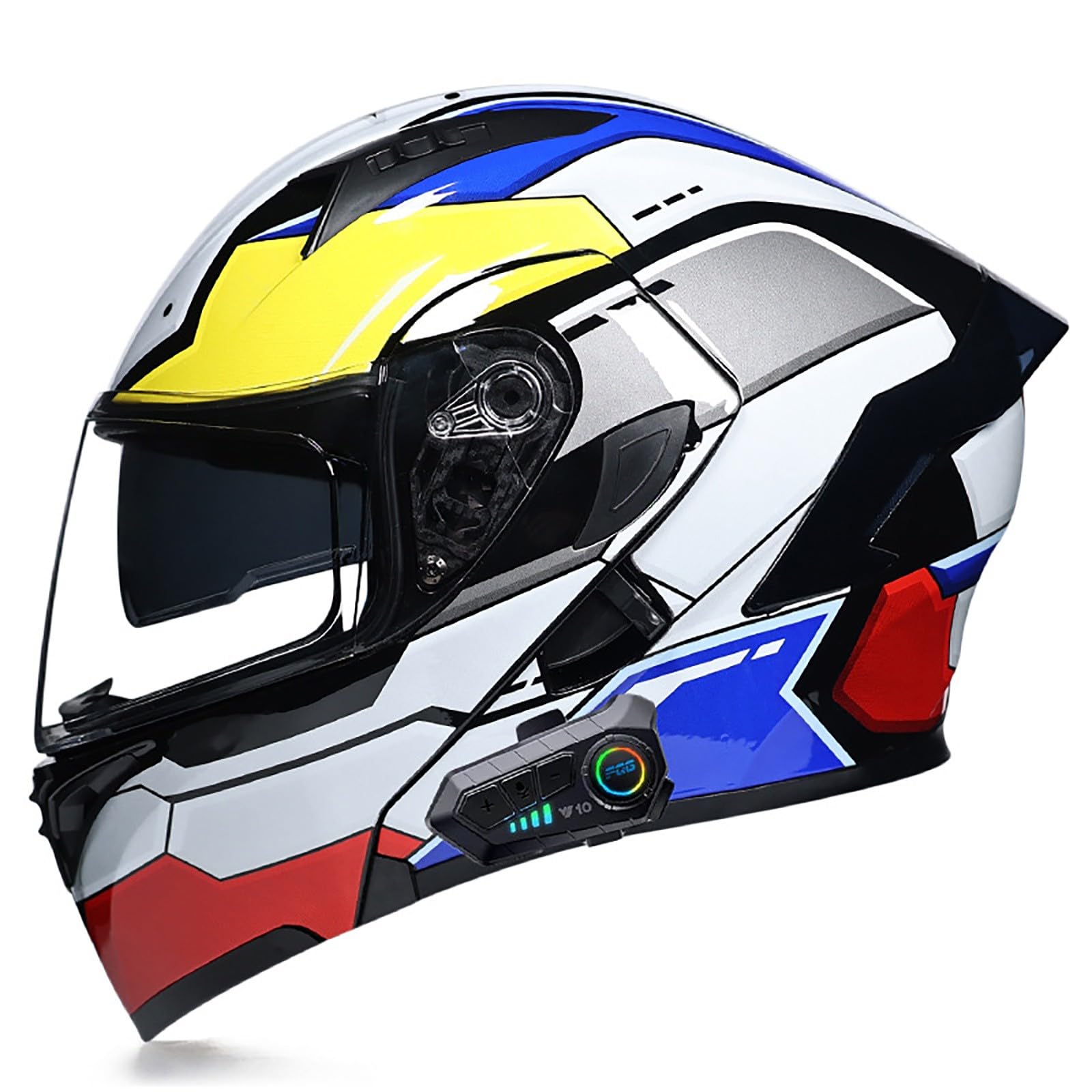 Bluetooth Motorradhelm Klapphelm Modulare Helm, ECE Zertifiziert Integralhelm mit Doppelvisier mit Eingebautem Mikrofon für Automatische Reaktion, für Erwachsene Frauen Männer(Color:D,Size:M(55-56c von Gaoxianglin