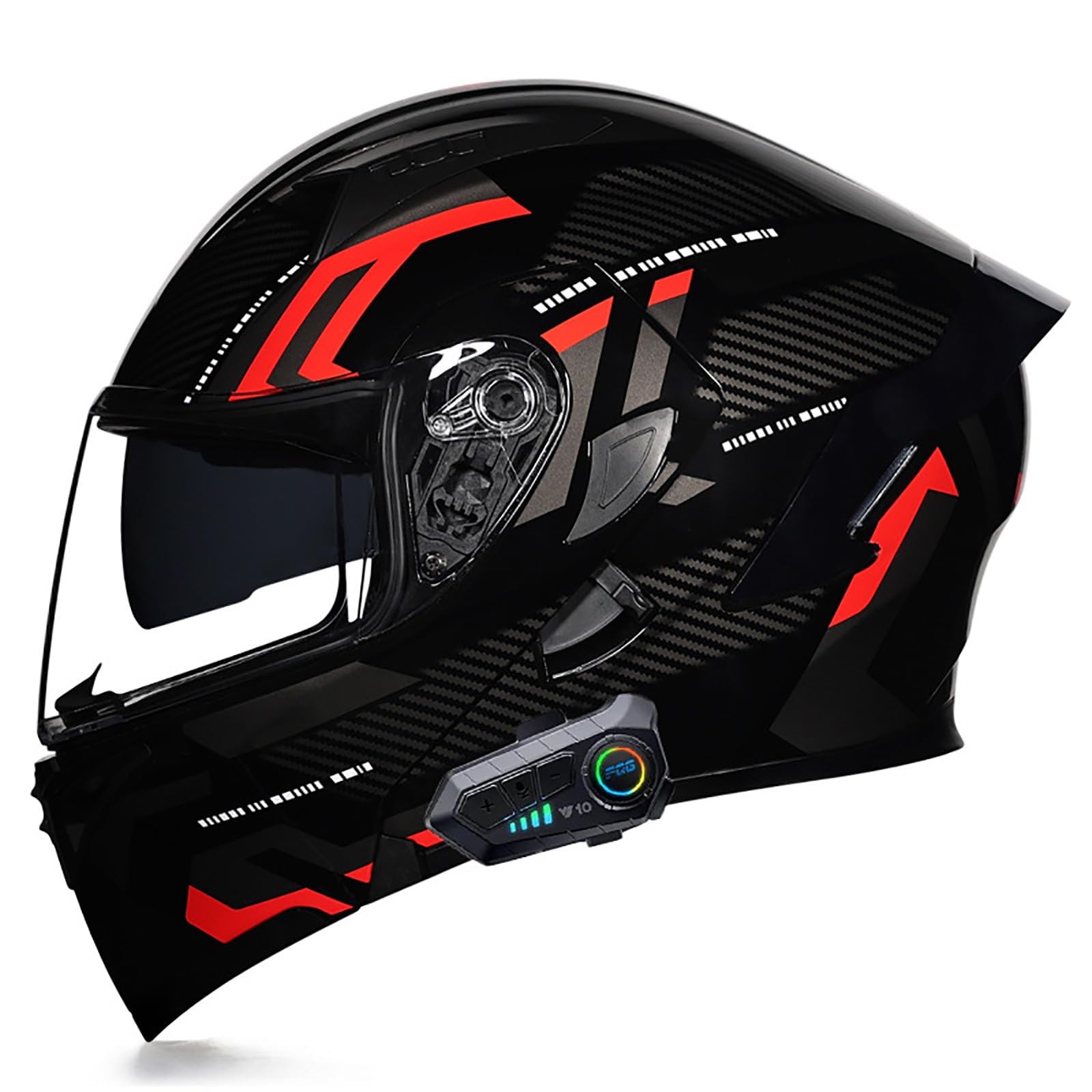 Bluetooth Motorradhelm Klapphelm Modulare Helm, ECE Zertifiziert Integralhelm mit Doppelvisier mit Eingebautem Mikrofon für Automatische Reaktion, für Erwachsene Frauen Männer(Color:G,Size:XL(59-60 von Gaoxianglin