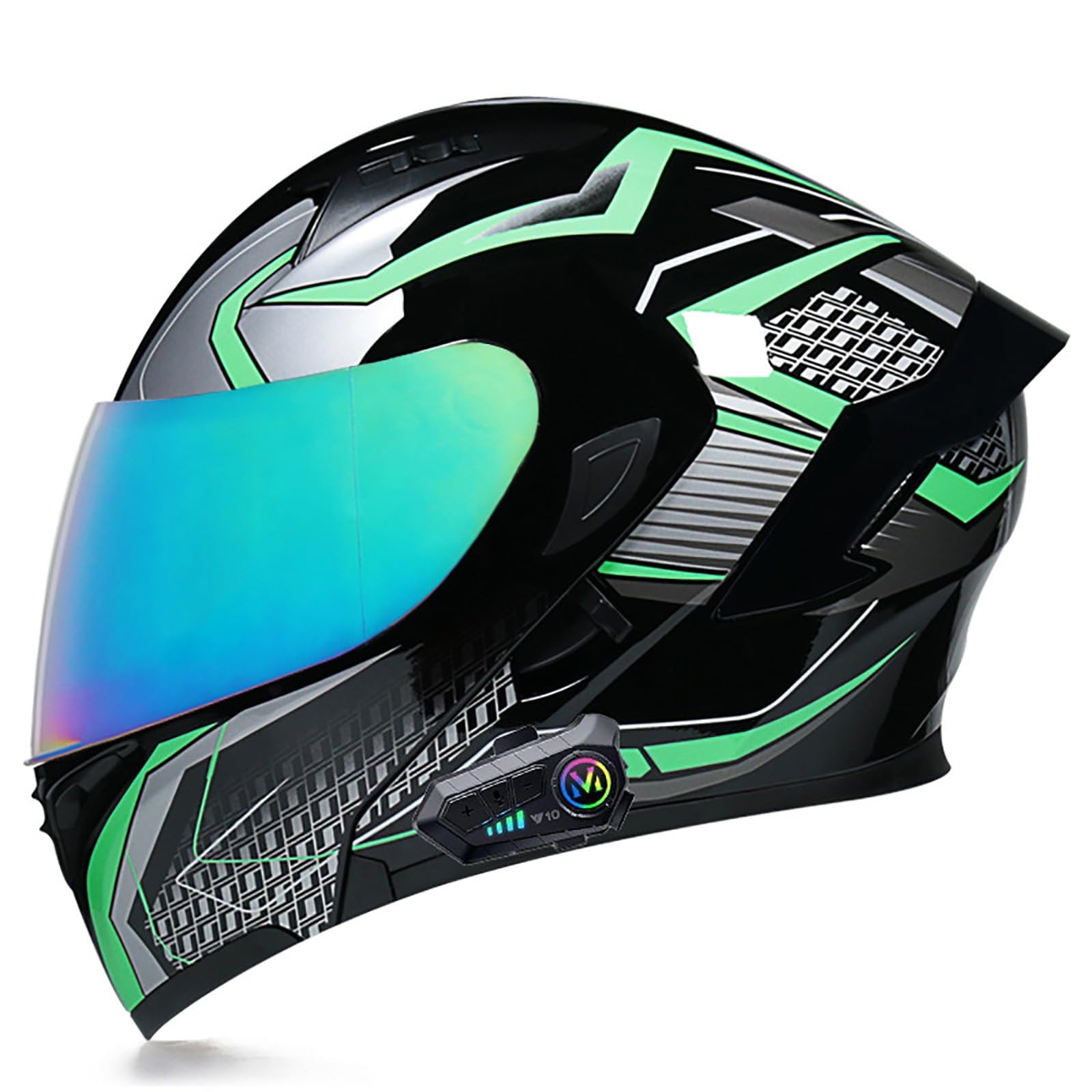 Bluetooth Motorradhelm Klapphelm Modulare Helm, ECE Zertifiziert Integralhelm mit Doppelvisier mit Eingebautem Mikrofon für Automatische Reaktion, für Erwachsene Frauen Männer(Color:I,Size:M(55-56c von Gaoxianglin