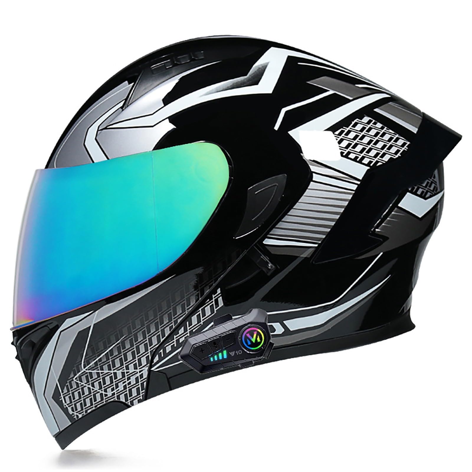 Bluetooth Motorradhelm Klapphelm Modulare Helm, ECE Zertifiziert Integralhelm mit Doppelvisier mit Eingebautem Mikrofon für Automatische Reaktion, für Erwachsene Frauen Männer(Color:J,Size:L(57-58c von Gaoxianglin