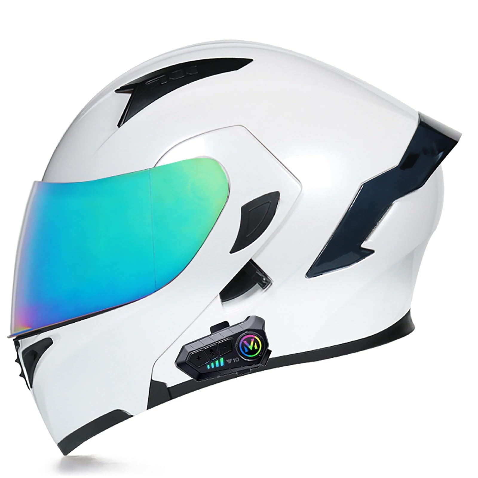 Bluetooth Motorradhelm Klapphelm Modulare Helm, ECE Zertifiziert Integralhelm mit Doppelvisier mit Eingebautem Mikrofon für Automatische Reaktion, für Erwachsene Frauen Männer(Color:K,Size:XXL(61-6 von Gaoxianglin