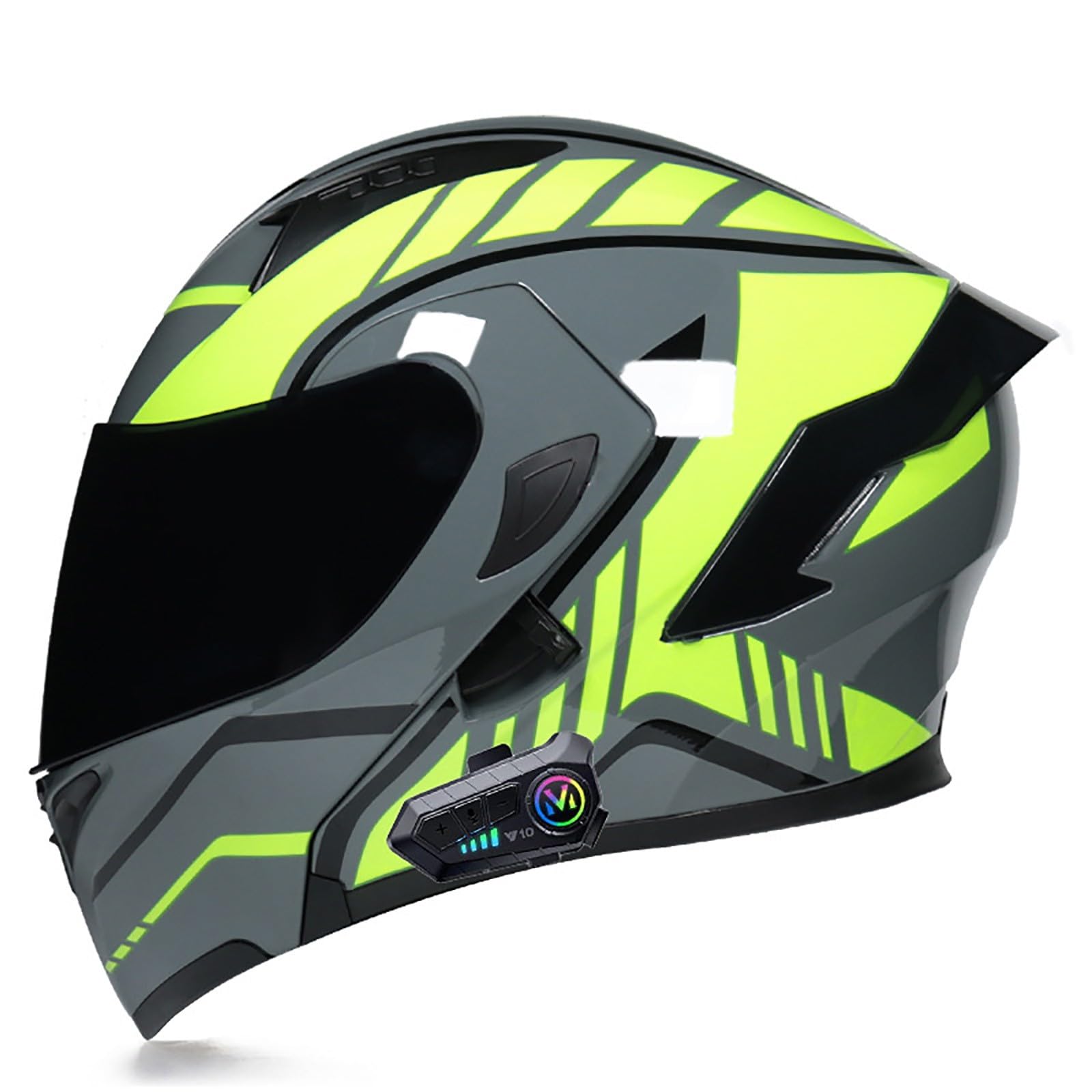 Bluetooth Motorradhelm Klapphelm Modulare Helm, ECE Zertifiziert Integralhelm mit Doppelvisier mit Eingebautem Mikrofon für Automatische Reaktion, für Erwachsene Frauen Männer(Color:L,Size:L(57-58c von Gaoxianglin