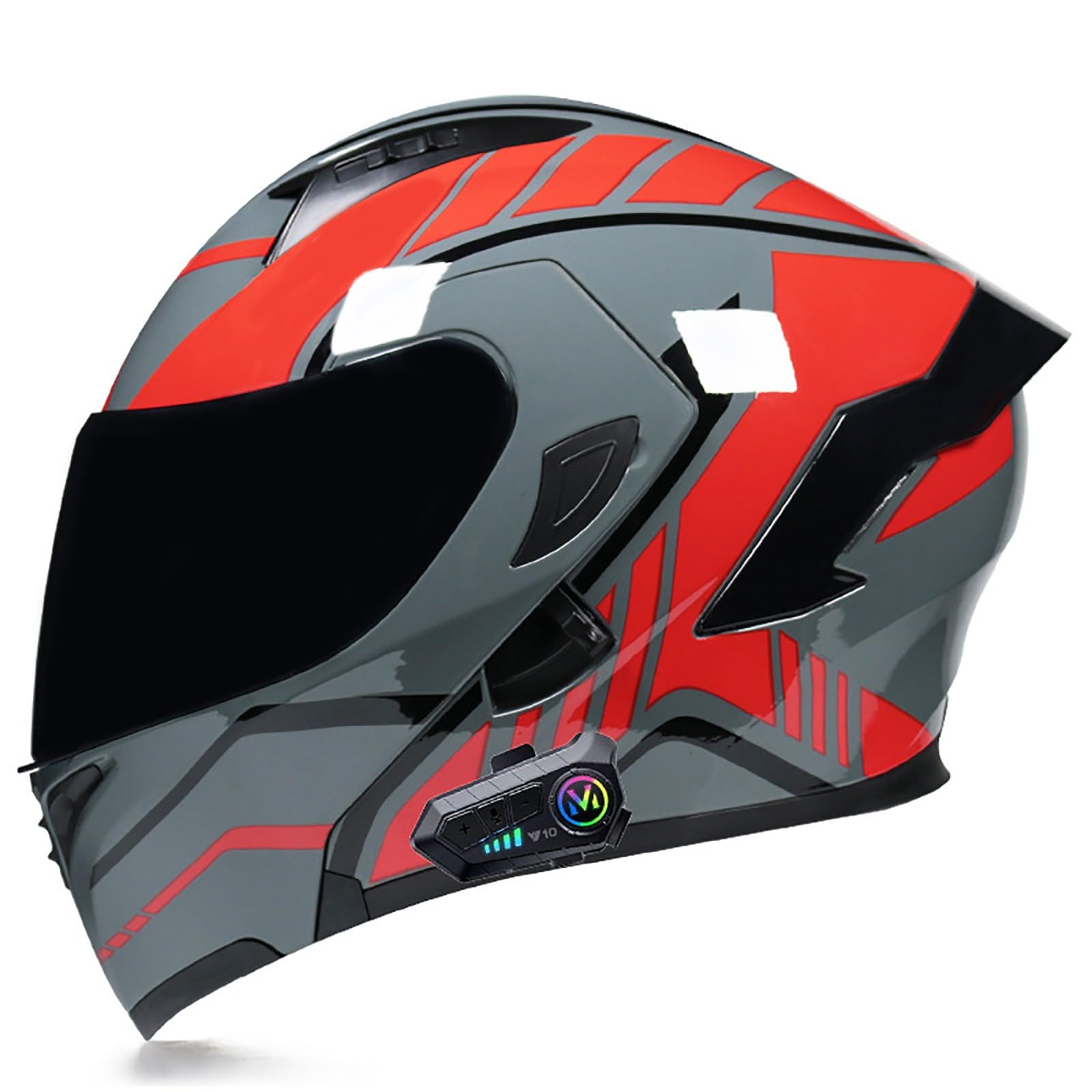 Bluetooth Motorradhelm Klapphelm Modulare Helm, ECE Zertifiziert Integralhelm mit Doppelvisier mit Eingebautem Mikrofon für Automatische Reaktion, für Erwachsene Frauen Männer(Color:P,Size:M(55-56c von Gaoxianglin