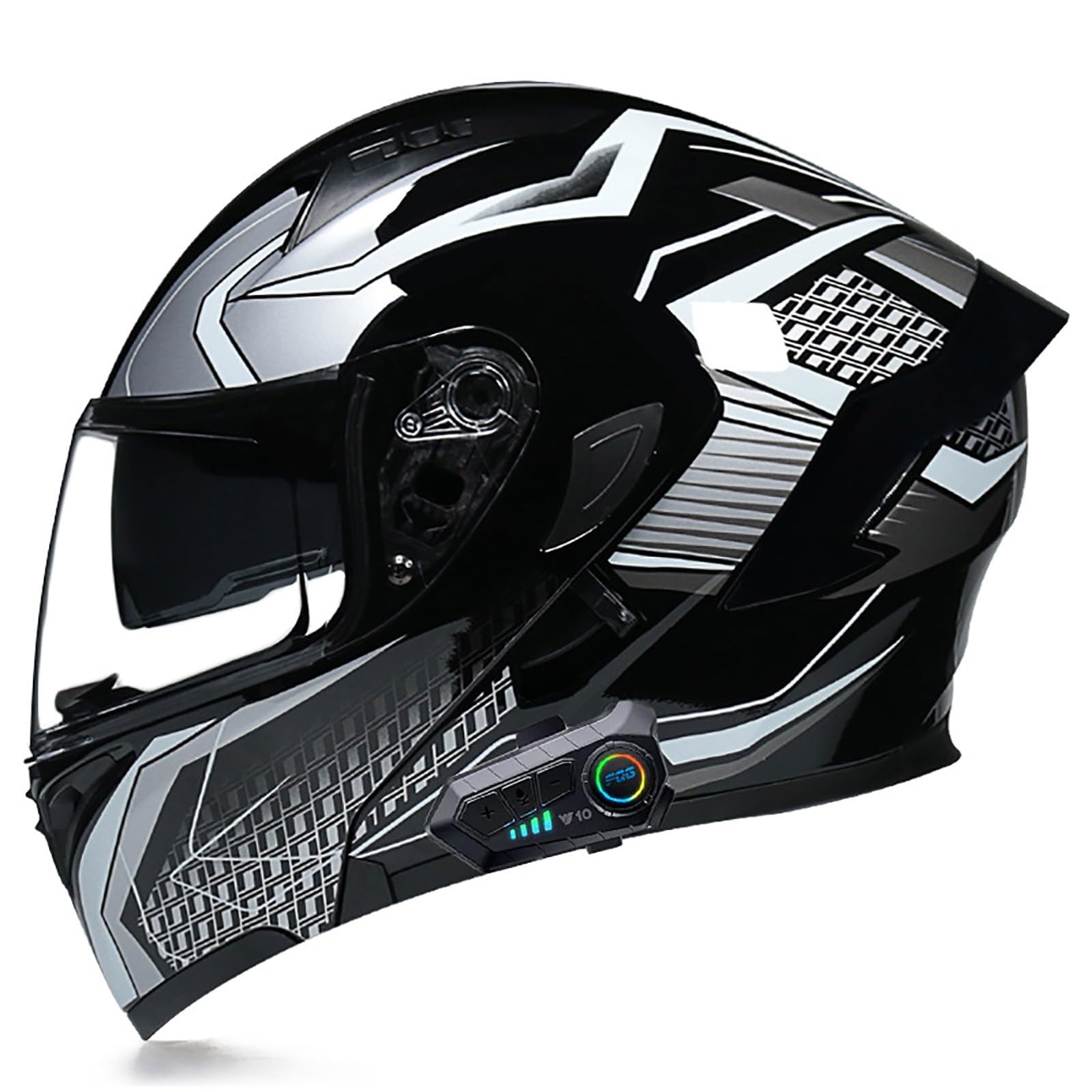 Bluetooth Motorradhelm Klapphelm Modulare Helm, ECE Zertifiziert Integralhelm mit Doppelvisier mit Eingebautem Mikrofon für Automatische Reaktion, für Erwachsene Frauen Männer(Color:Q,Size:XL(59-60 von Gaoxianglin