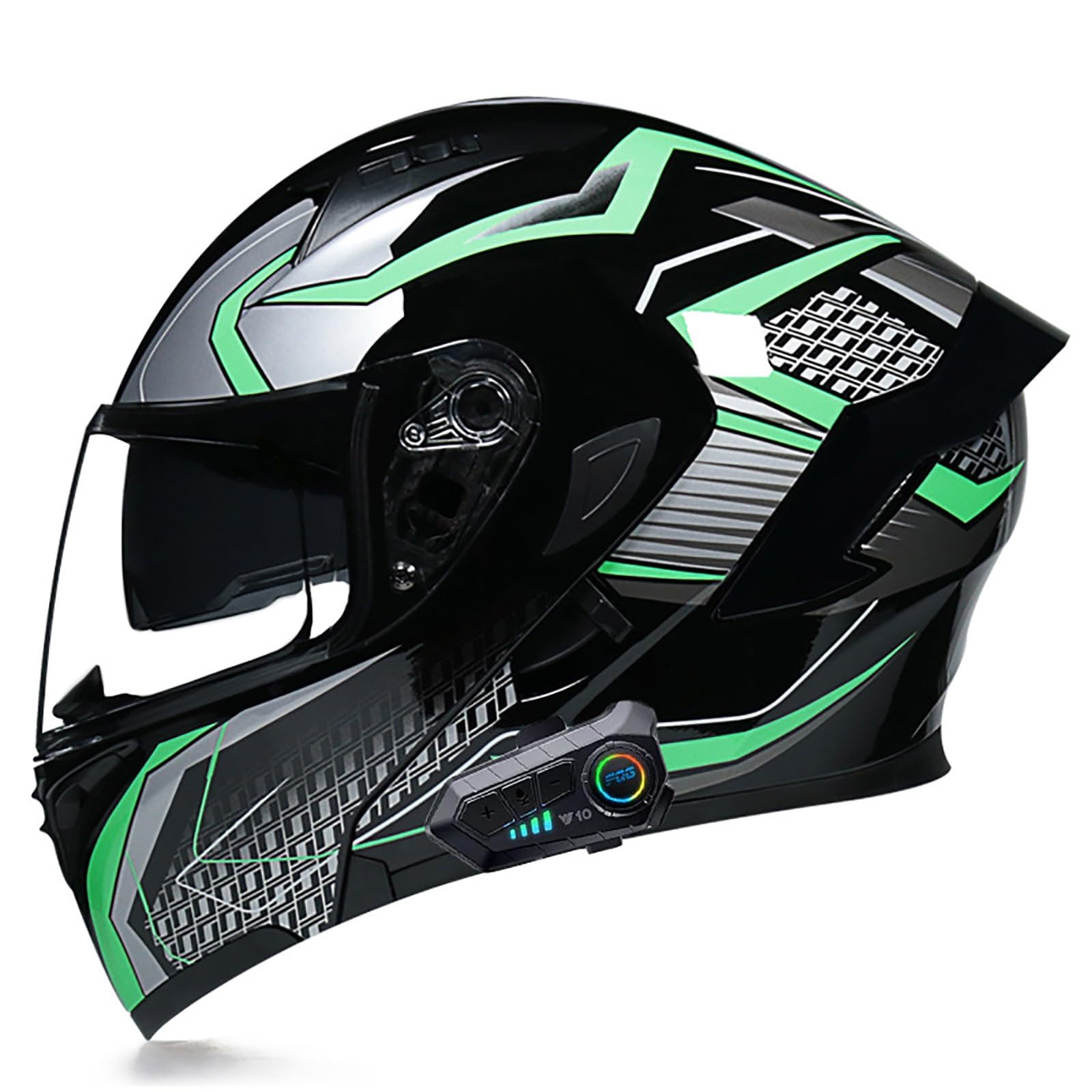 Bluetooth Motorradhelm Klapphelm Modulare Helm, ECE Zertifiziert Integralhelm mit Doppelvisier mit Eingebautem Mikrofon für Automatische Reaktion, für Erwachsene Frauen Männer(Color:R,Size:M(55-56c von Gaoxianglin