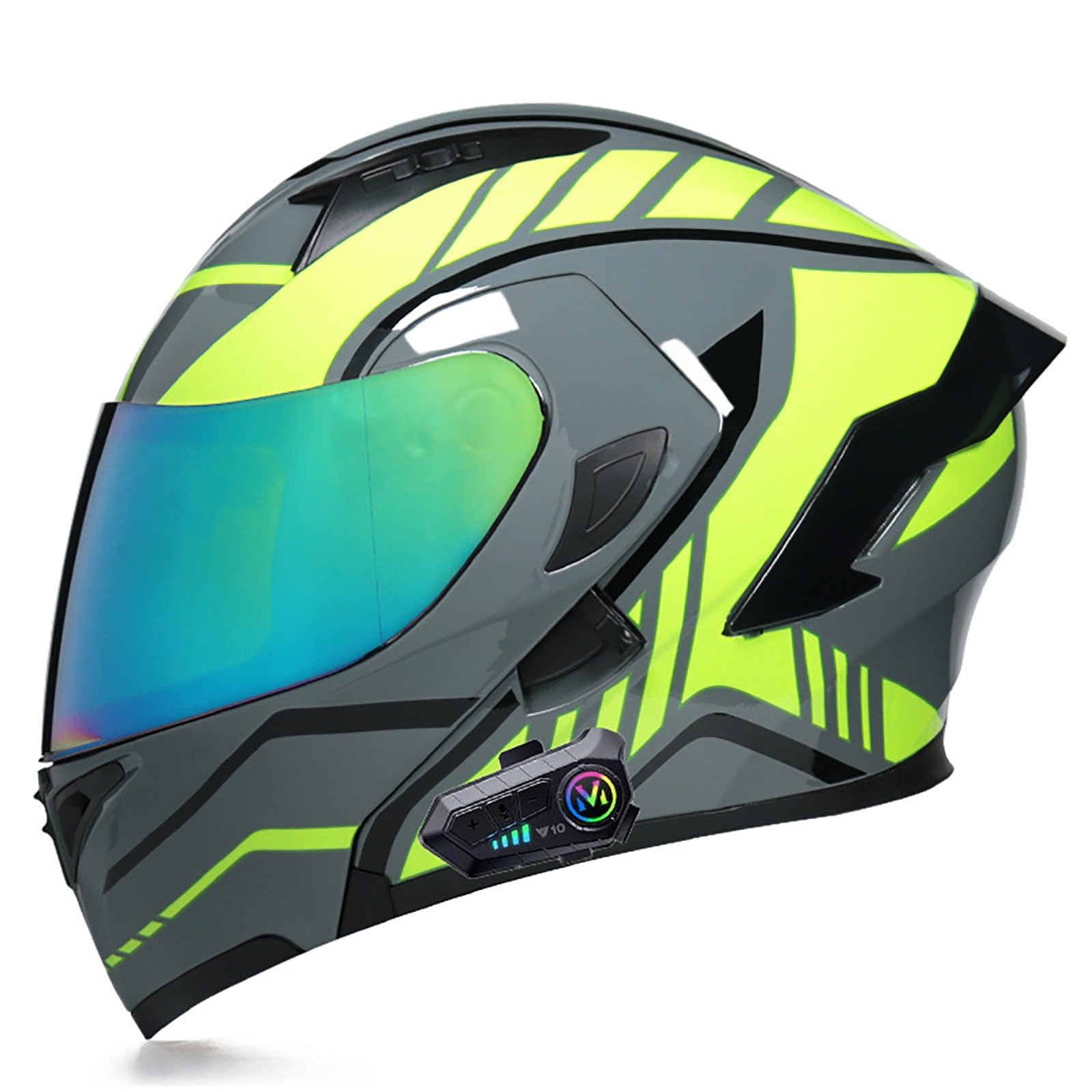 Bluetooth Motorradhelm Klapphelm Modulare Helm, ECE Zertifiziert Integralhelm mit Doppelvisier mit Eingebautem Mikrofon für Automatische Reaktion, für Erwachsene Frauen Männer(Color:T,Size:L(57-58c von Gaoxianglin