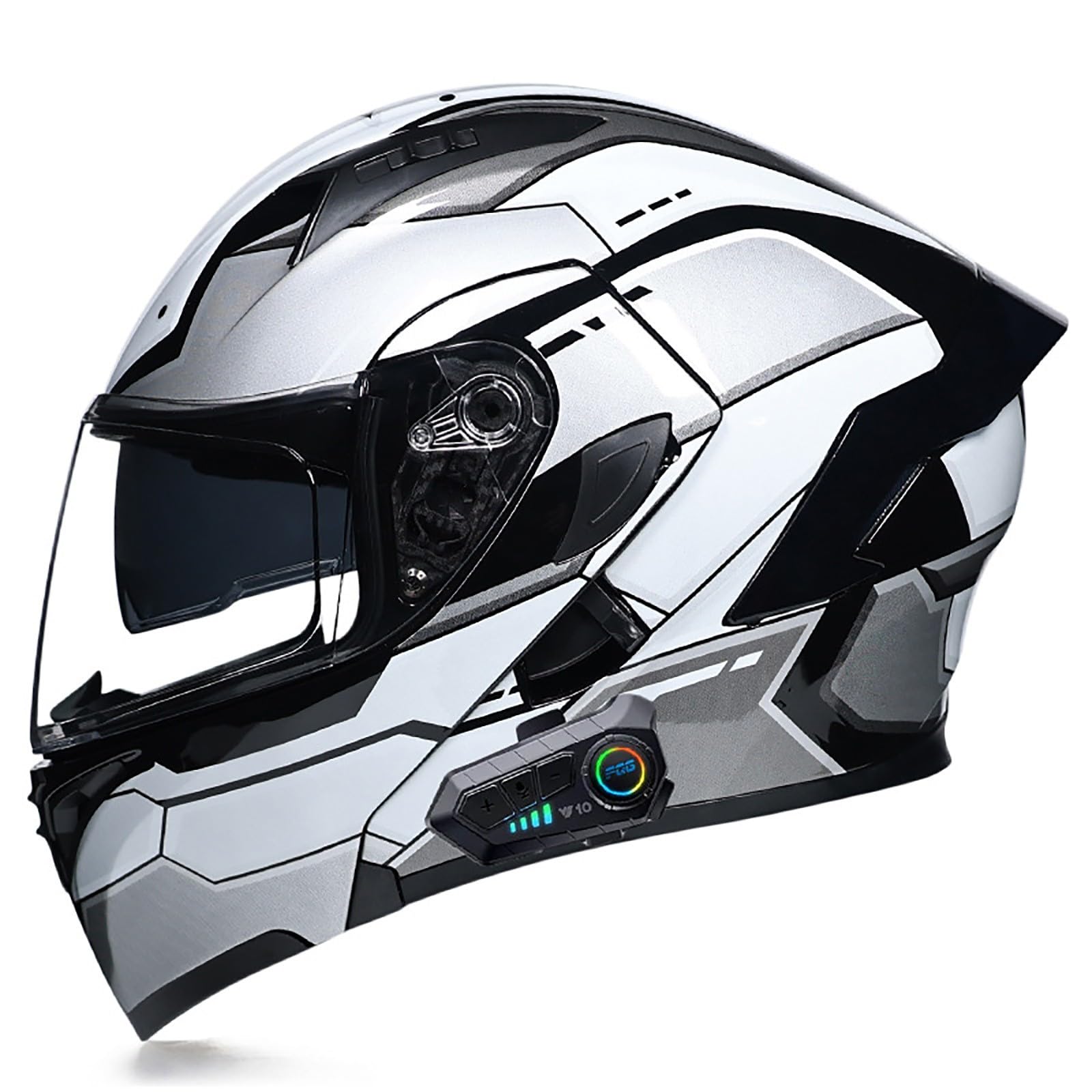 Bluetooth Motorradhelm Klapphelm Modulare Helm, ECE Zertifiziert Integralhelm mit Doppelvisier mit Eingebautem Mikrofon für Automatische Reaktion, für Erwachsene Frauen Männer(Color:U,Size:L(57-58c von Gaoxianglin