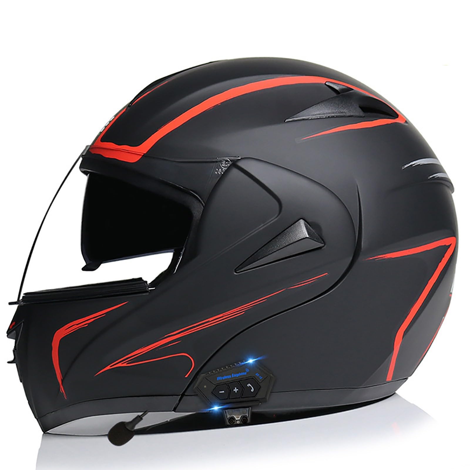 Motorrad-Helm Klapphelm mit Bluetooth Motorradhelm Integralhelme Automatische Beantwortung ECE Zertifiziert mit Doppelvisier Und Eingebautem Mikrofon Für Herren Damen Erwachsene(Color:D,Size:M(57-58 von Gaoxianglin