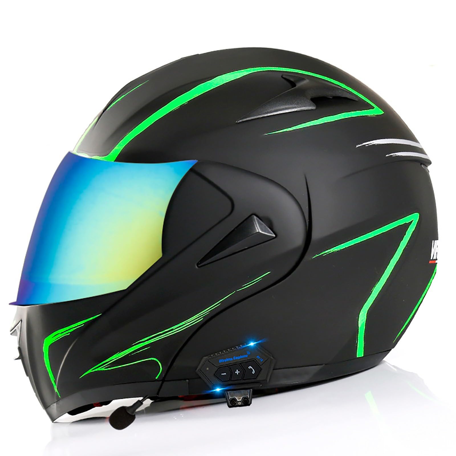 Motorrad-Helm Klapphelm mit Bluetooth Motorradhelm Integralhelme Automatische Beantwortung ECE Zertifiziert mit Doppelvisier Und Eingebautem Mikrofon Für Herren Damen Erwachsene(Color:G,Size:M(57-58 von Gaoxianglin