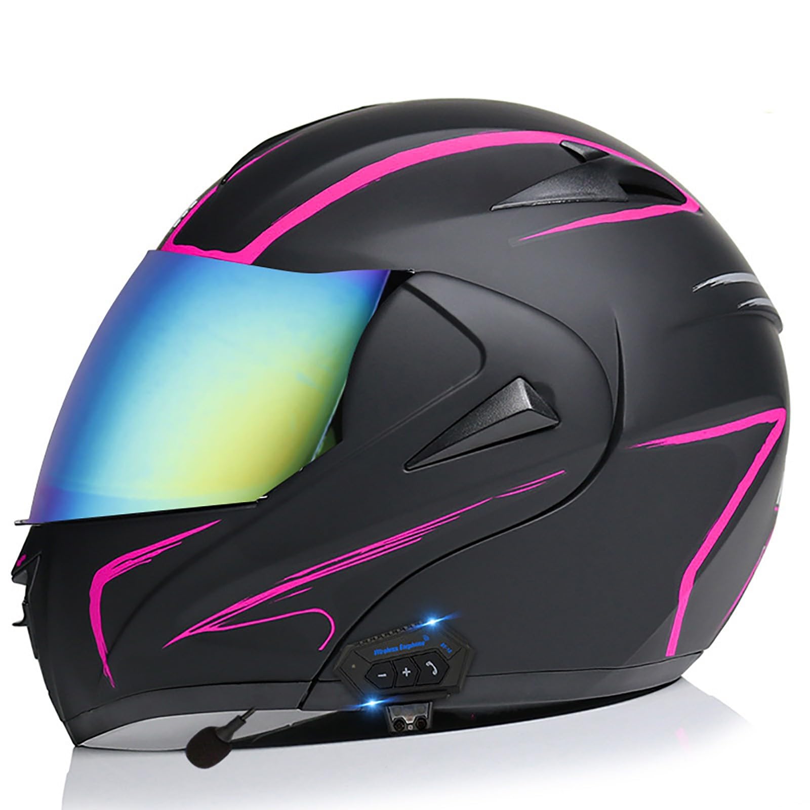 Motorrad-Helm Klapphelm mit Bluetooth Motorradhelm Integralhelme Automatische Beantwortung ECE Zertifiziert mit Doppelvisier Und Eingebautem Mikrofon Für Herren Damen Erwachsene(Color:GG,Size:L(59-6 von Gaoxianglin