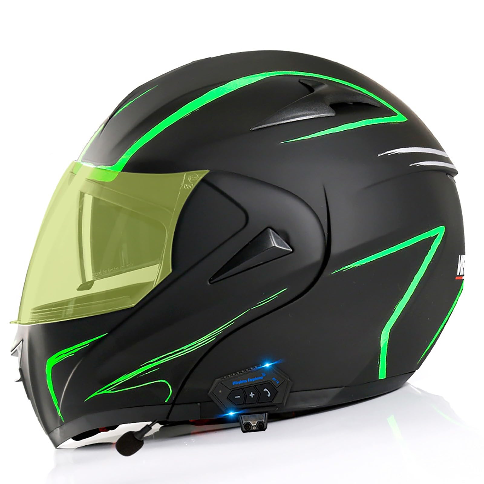 Motorrad-Helm Klapphelm mit Bluetooth Motorradhelm Integralhelme Automatische Beantwortung ECE Zertifiziert mit Doppelvisier Und Eingebautem Mikrofon Für Herren Damen Erwachsene(Color:H,Size:S(55-56 von Gaoxianglin