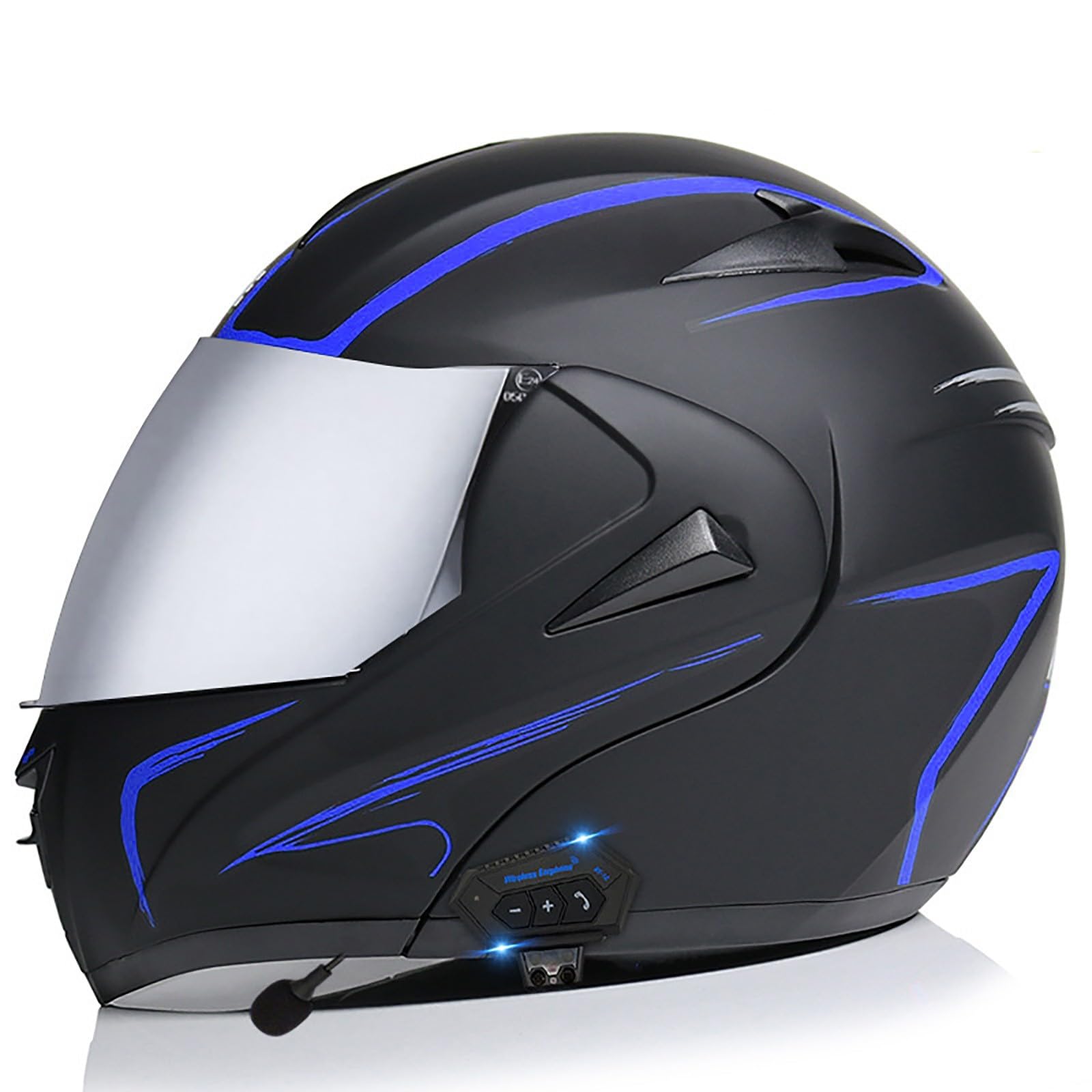 Motorrad-Helm Klapphelm mit Bluetooth Motorradhelm Integralhelme Automatische Beantwortung ECE Zertifiziert mit Doppelvisier Und Eingebautem Mikrofon Für Herren Damen Erwachsene(Color:M,Size:L(59-60 von Gaoxianglin