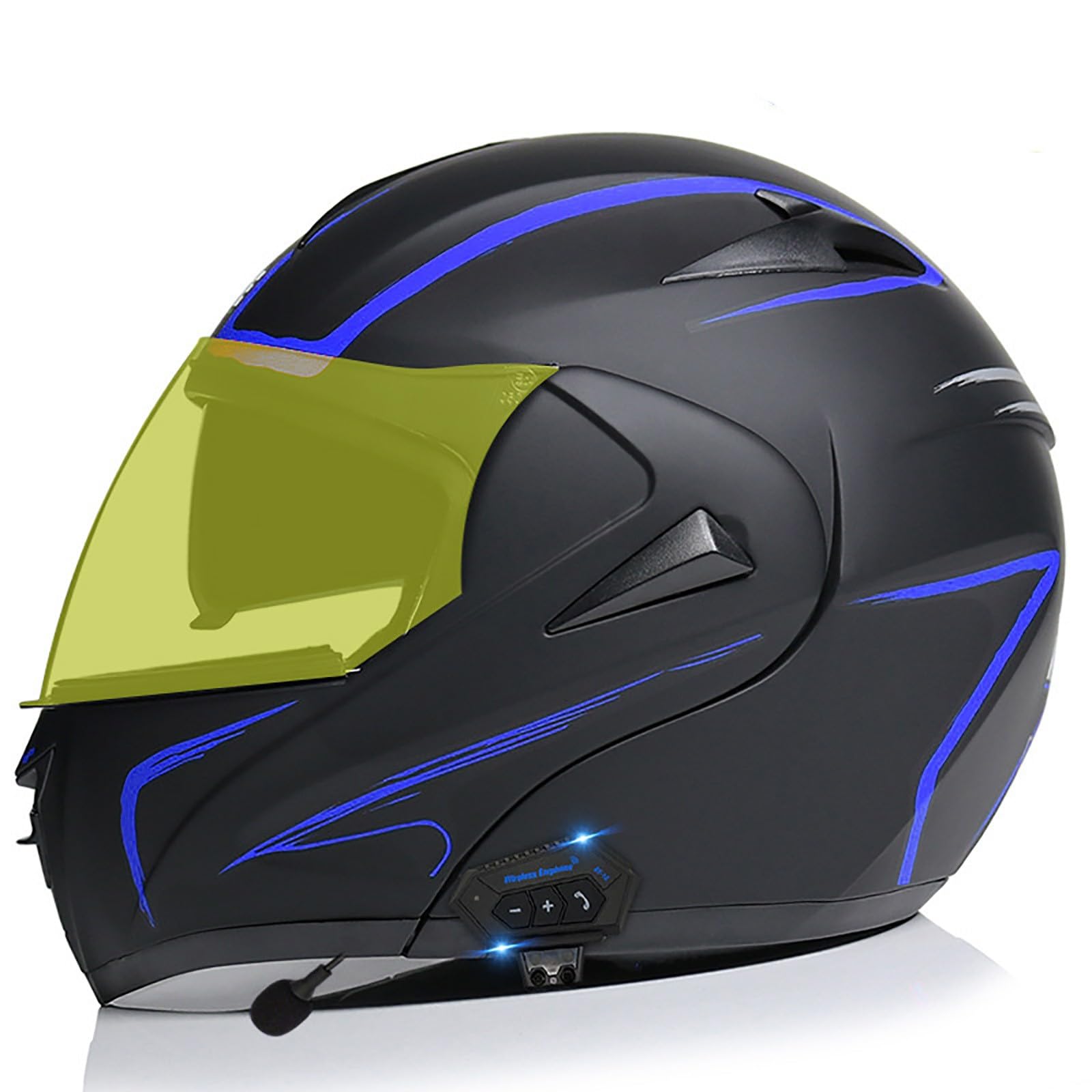 Motorrad-Helm Klapphelm mit Bluetooth Motorradhelm Integralhelme Automatische Beantwortung ECE Zertifiziert mit Doppelvisier Und Eingebautem Mikrofon Für Herren Damen Erwachsene(Color:N,Size:M(57-58 von Gaoxianglin