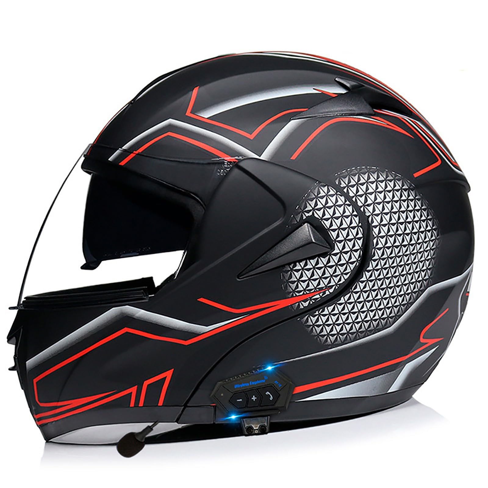 Motorrad-Helm Klapphelm mit Bluetooth Motorradhelm Integralhelme Automatische Beantwortung ECE Zertifiziert mit Doppelvisier Und Eingebautem Mikrofon Für Herren Damen Erwachsene(Color:R,Size:L(59-60 von Gaoxianglin