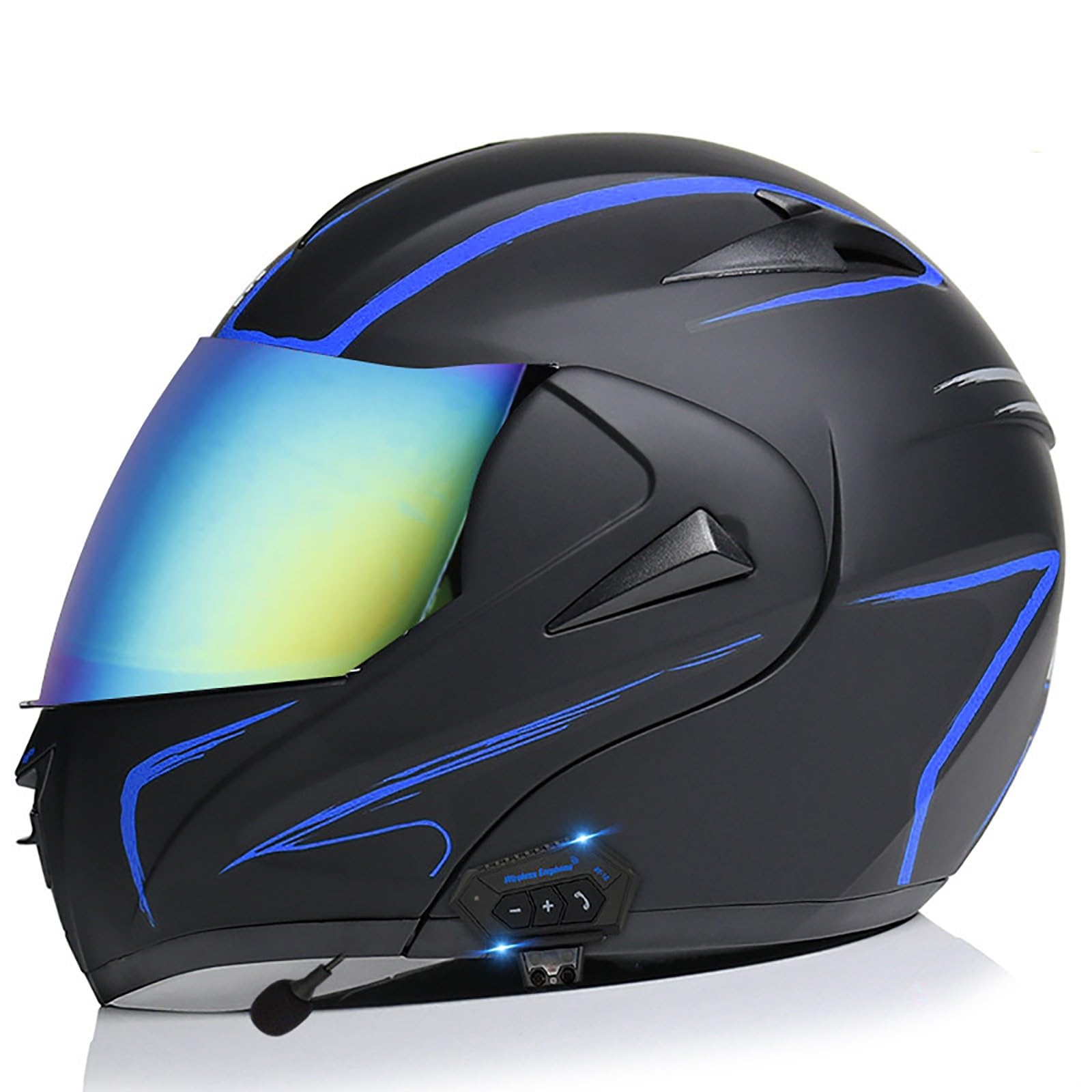 Motorrad-Helm Klapphelm mit Bluetooth Motorradhelm Integralhelme Automatische Beantwortung ECE Zertifiziert mit Doppelvisier Und Eingebautem Mikrofon Für Herren Damen Erwachsene(Color:S,Size:M(57-58 von Gaoxianglin