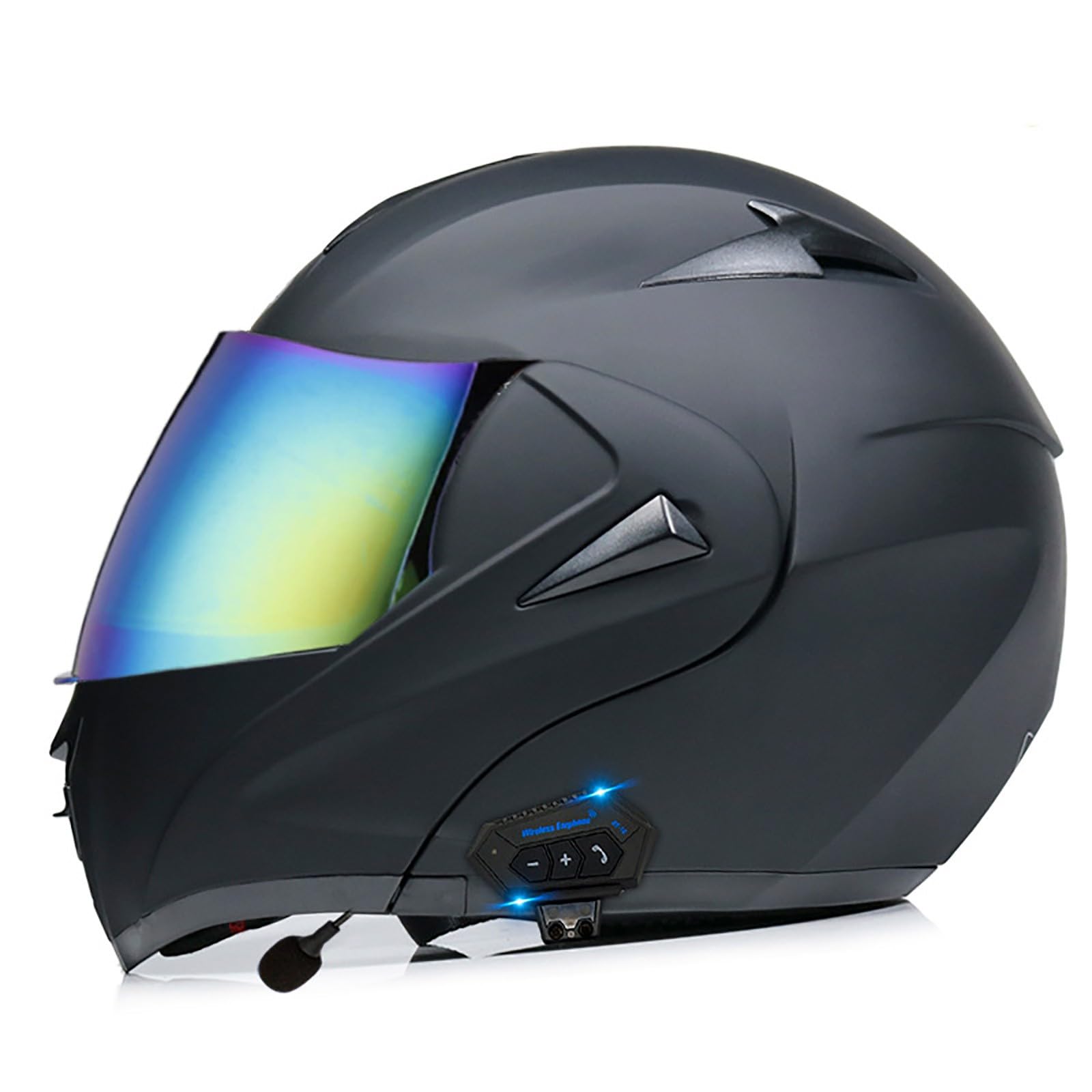 Motorrad-Helm Klapphelm mit Bluetooth Motorradhelm Integralhelme Automatische Beantwortung ECE Zertifiziert mit Doppelvisier Und Eingebautem Mikrofon Für Herren Damen Erwachsene(Color:W,Size:XL(61-6 von Gaoxianglin