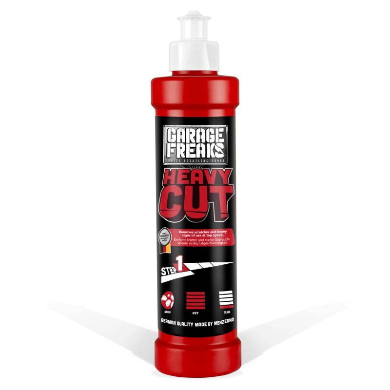 Garage Freaks Autopolitur Made by menzerna - Heavy Cut - Step 1 - Schleifpolitur 250ml - Abrasive Autopolitur - hoher Schleifgrad - Kratzerentfernung - silikonfrei - Made in Germany von Garage Freaks