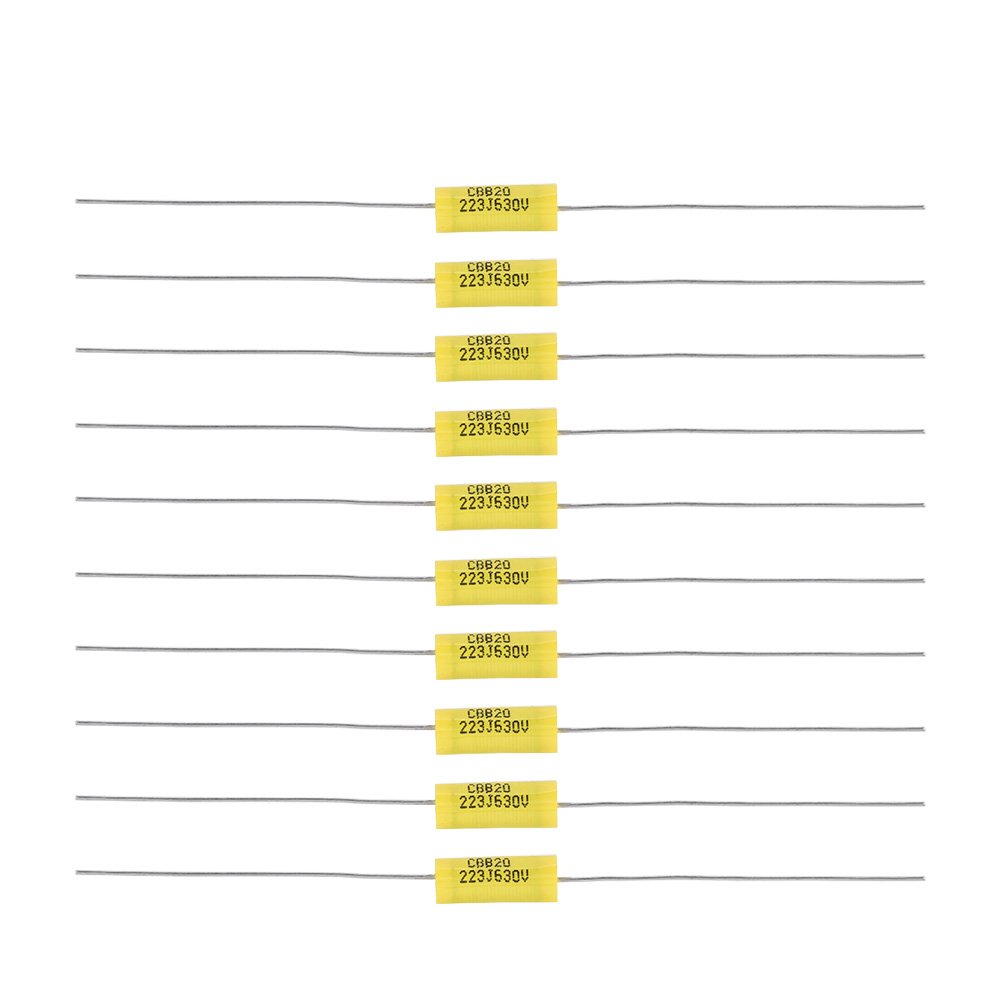 10 Stück Axial Polyesterfolie Kondensator Mylar Polyesterfolie Kondensator Sortiment Kit mit langem Kabel 0,022uF 630V für Radioverstärker von Garosa