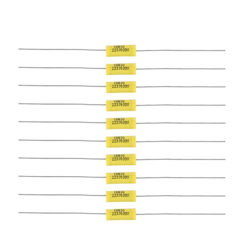 10 Stück Axial Polyesterfolie Kondensator Mylar Polyesterfolie Kondensator Sortiment Kit mit langem Kabel 0,022uF 630V für Radioverstärker von Garosa