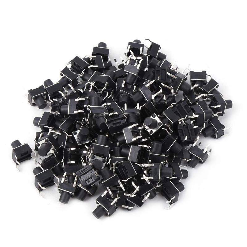 100pcs Schalter taktiler Druckknopfschalter Momentan taktiler Druckknopfschalter Mini Micro Tact Schalter Zubehör Kit 6 x 6 x 7mm von Garosa