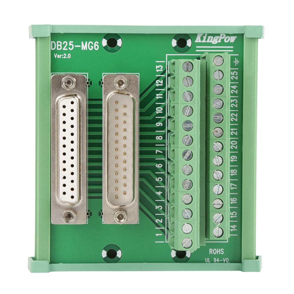 D-SUB DB25 Stecker- / Buchsenleiste, Breakout-Board DSUB-Klemmenblock-Modul Klemmenblock-SPS-Schnittstelle DSUB-Steckverbinder DIN-Schienenmontage-Schnittstellenmodul mit Halterung,Terminals von Garosa