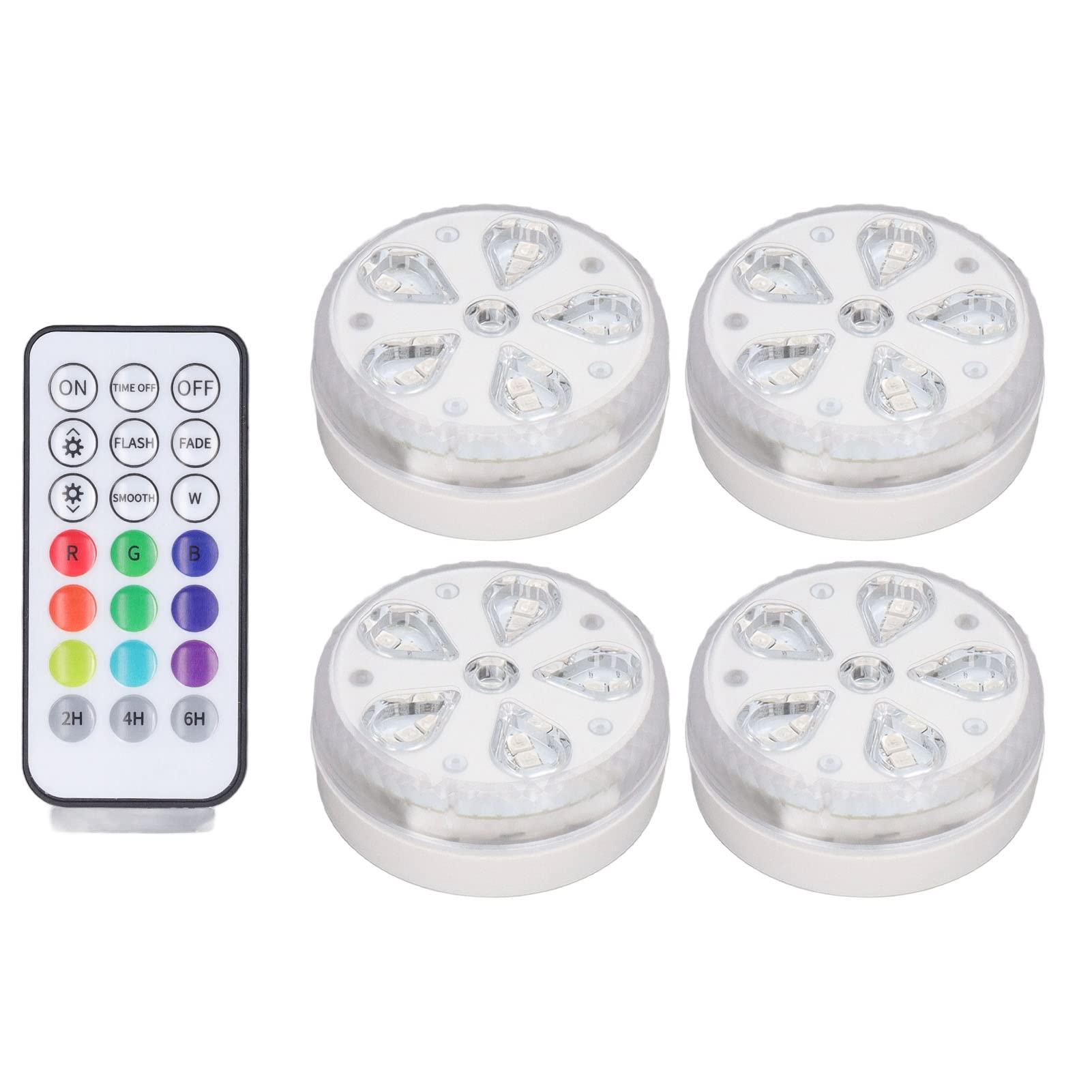 RGB -LED -Poolbeleuchtung 16LEDS IP68 WASGERFORTE Remote -Steuerung, Austauschbares Timing RF RC Schwimmbadlampe für Außenpool, ABS, PC, 3,3 Zoll, Geeignet für Gärten, Fischtanks von Garosa