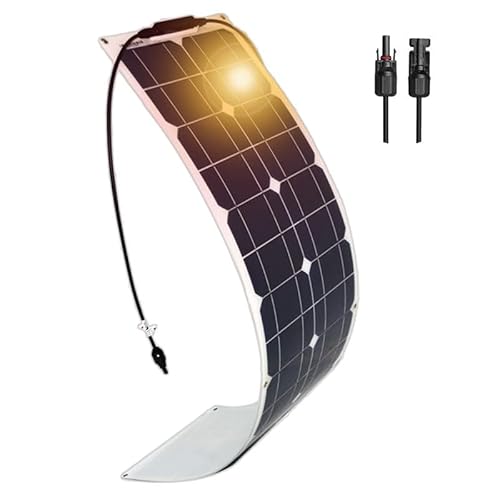 12V Flexibles Solarpanel 50W Monokristalline Solarmodule für Camping, Boote, Camper und Unebene Oberflächen (50, Watt) von Gasolarxy