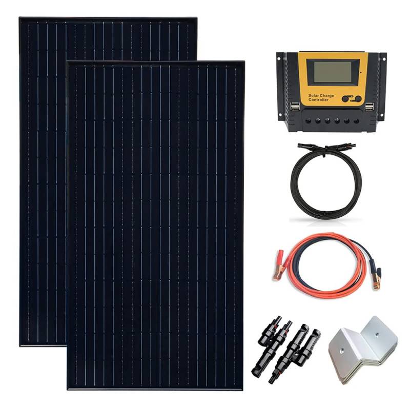 Gasolarxy Solarpanel Kit 200w 12V/24V, 2x100 Watt Monokristalline Fotovoltaik Solarmodul 20A Solarladeregler Off Grid System für Boot, Auto, Wohnmobil, Wohnwagen, Schuppen (watts, 200) von Gasolarxy