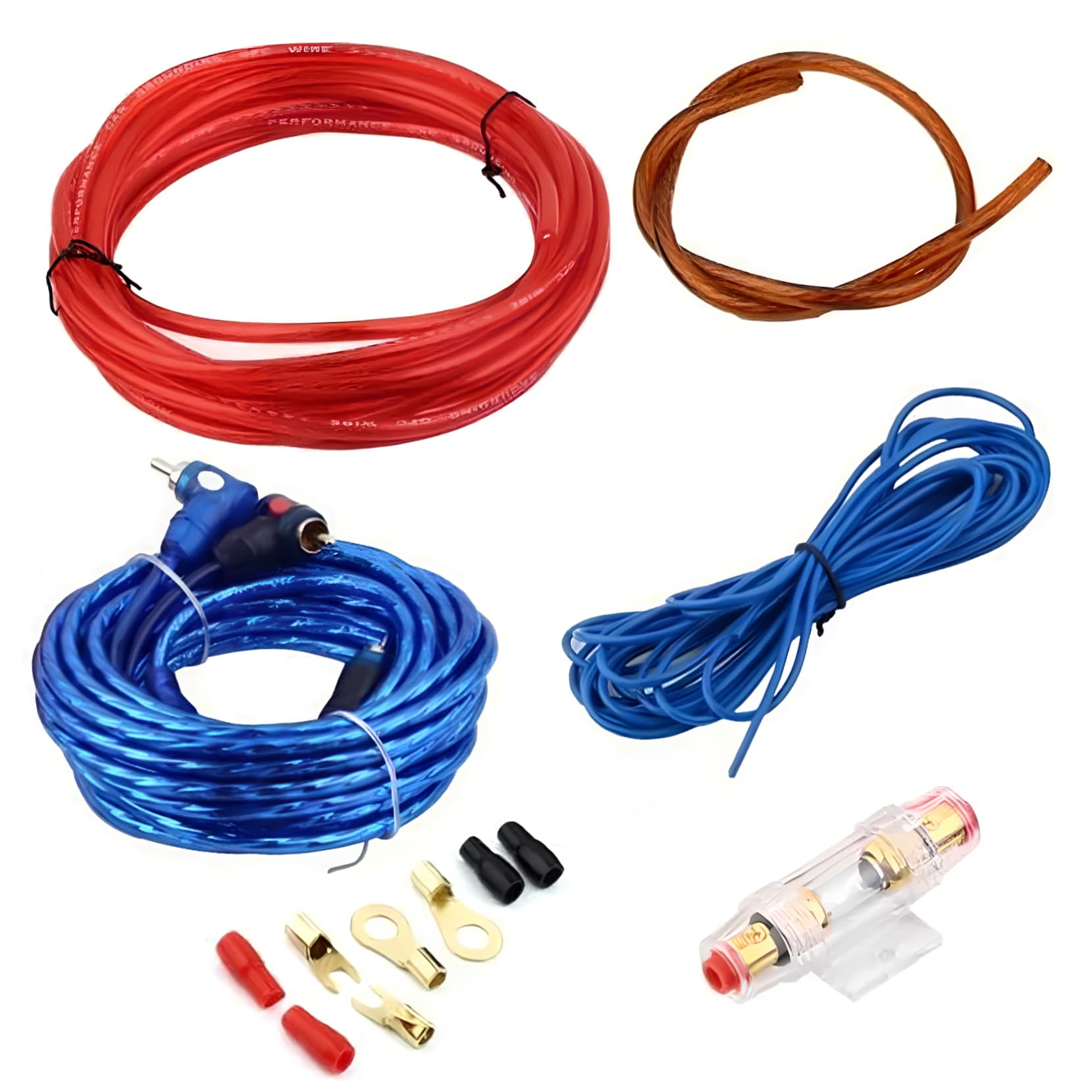 Gatuida 1 Satz Car-Audio-Modifikationslinie Subwoofer Anschlusskabel Audio-Upgrade-Kit Audio Kabel Zubehör GA Stromkabel Verstärker-Installations-Verkabelungssatz Audiokabelsatz PVC von Gatuida