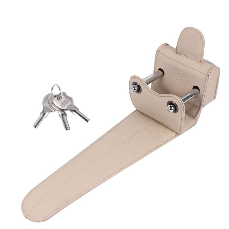 Gatuida 1Stk Lenkradsperre Auto lenkrad automatische Lenksperre Auto Anti- lenkradschloss Steering Wheel Lock lenkradbezug Diebstahlsicheres Lederschloss Kfz-Diebstahlsicherung Beige von Gatuida