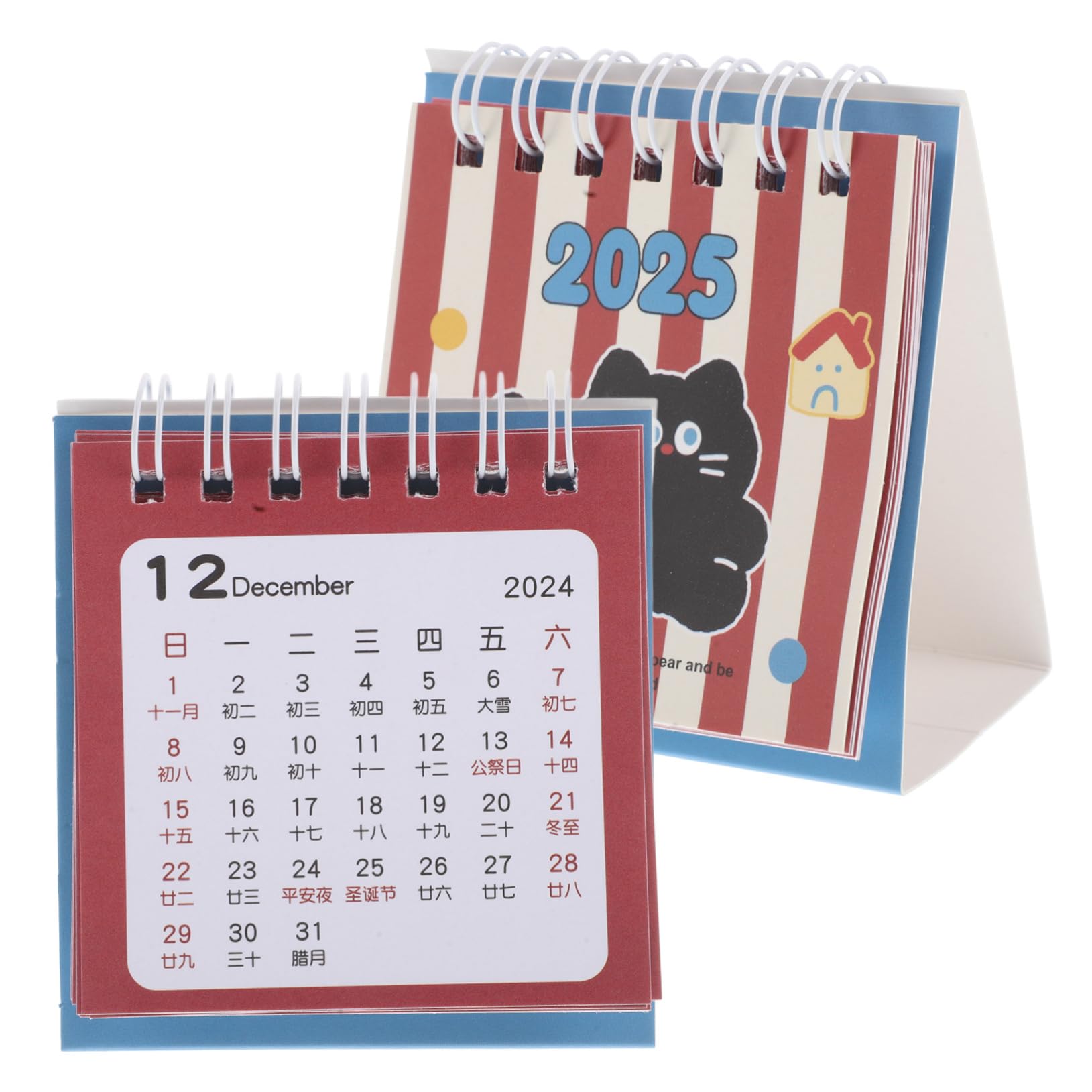 Gatuida 2 Stück 2025 Desktop-Kalender Kleiner Tischkalender Kawaii-Kalender Schreibtischkalender Fürs Büro Wandkalender Klappkalender Für Den Schreibtisch Mini-standkalender Papier von Gatuida