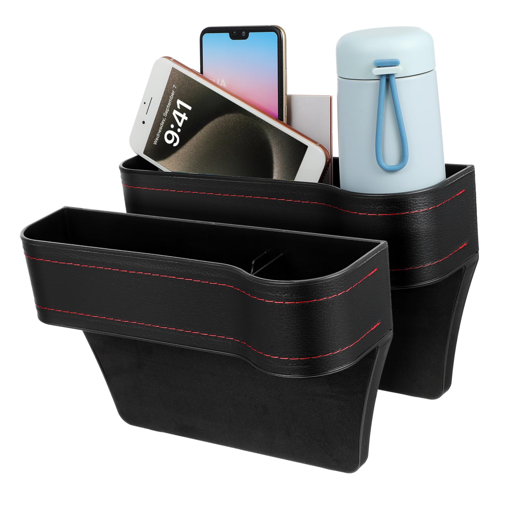 Gatuida 2Stücke Sitzlückenfüller Organizer Für Autos Mit Getränkehalter Gap Aufbewahrungsbox Für Mittelkonsole Auto Sitzspalt Organizer Für Handy Und Kleinteile PU von Gatuida