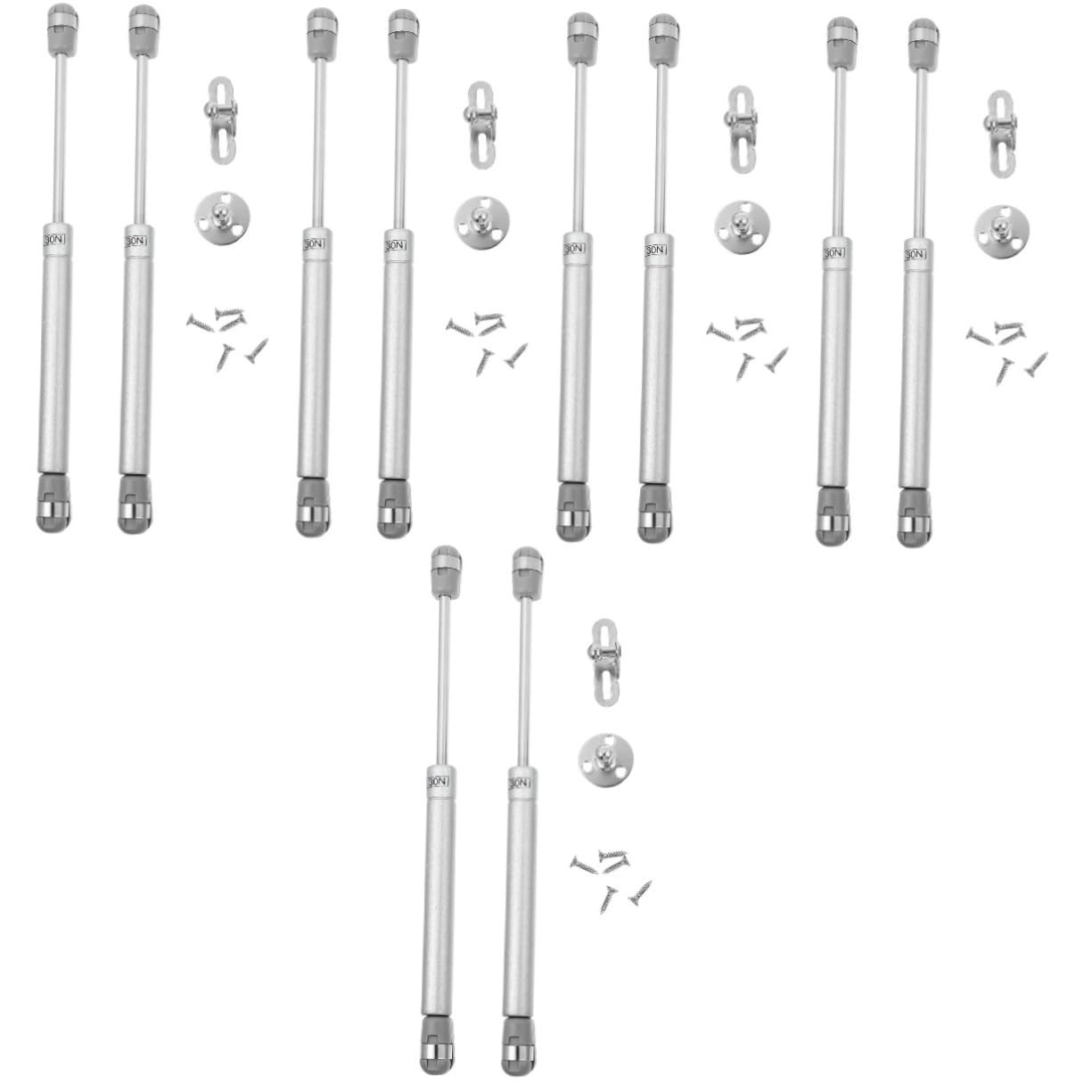 Gatuida 5 Paare Schrank-Stütz Stange Schranktürscharnier Scharniere für Schranktüren Stützstrebe anheben Gasdruckfeder für Schranktüren Schranktürhydraulikstütze kaltgewalzter Stahl Silver von Gatuida