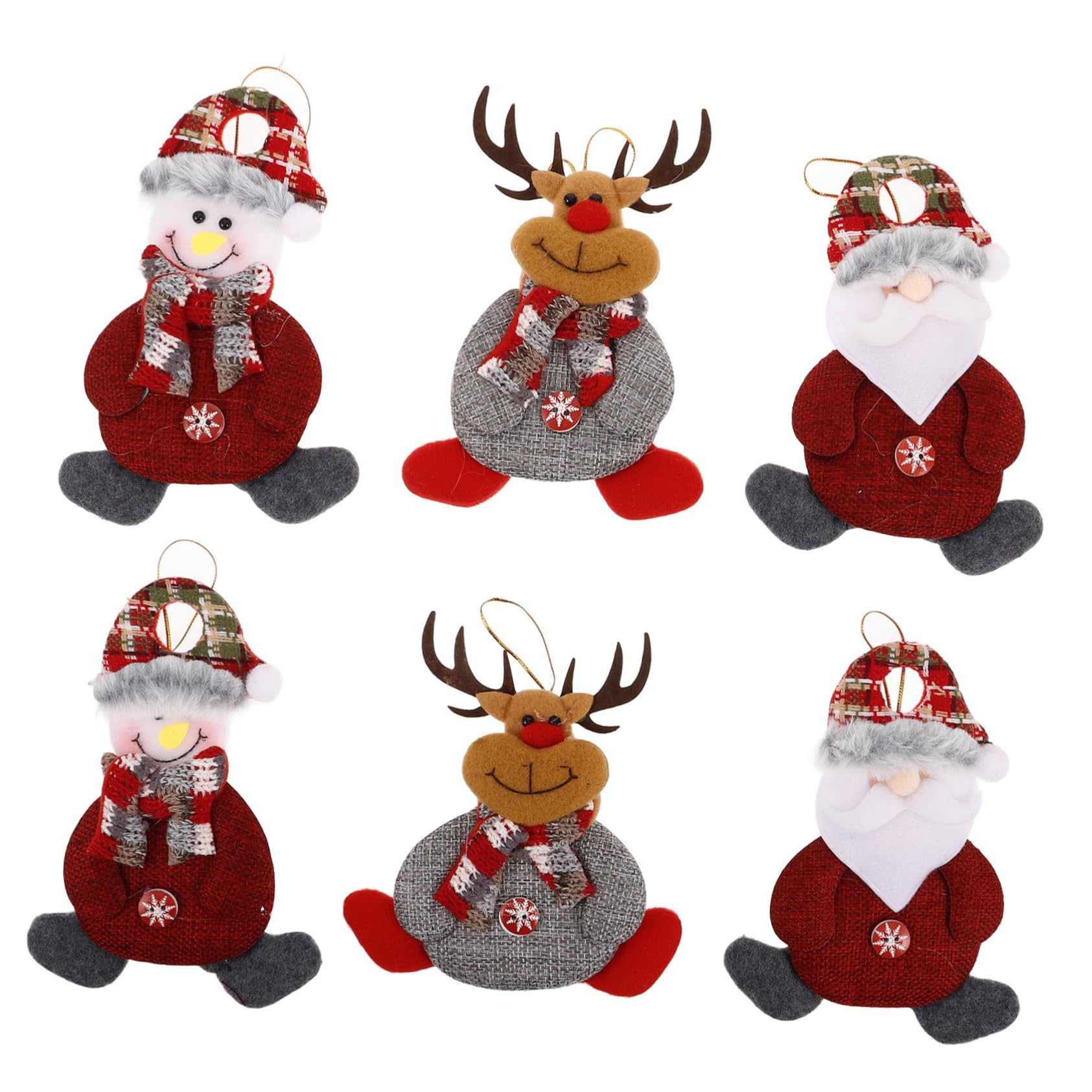 Gatuida 6 Stück Auto-Anhänger-Dekoration weihnachtsgeschenke plüsch weihnachtsmann weihnachts winter deko Hirsch Ornamente Schneeflocken-Ornamente aus Metall Stoff von Gatuida