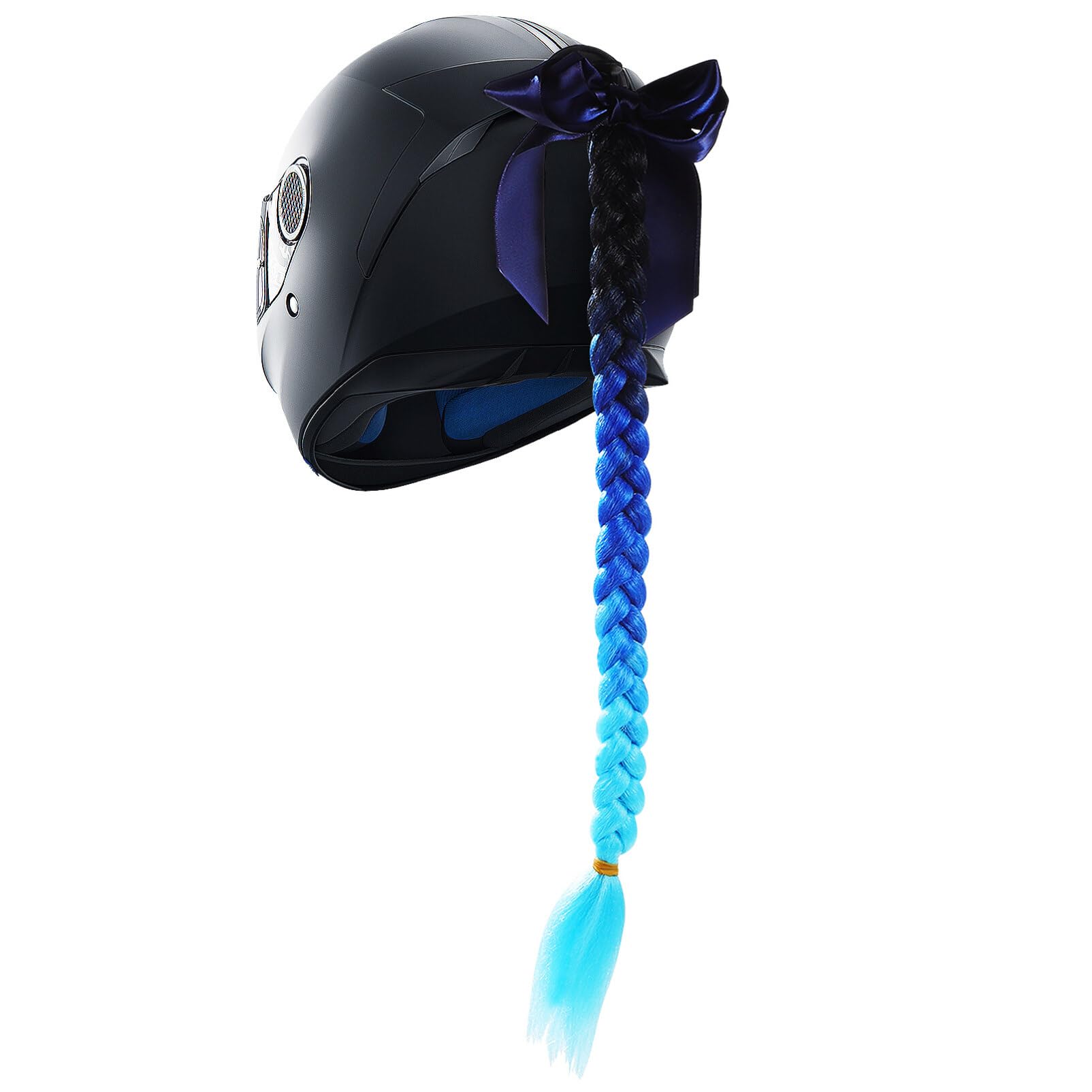 Gatuida Motorradhelm-Pferdeschwanz Blauer Helm-Zopf Fahrradhelm-Haarzöpfe Mit Saugnapf Für -Fahrradhelm-Zubehör von Gatuida