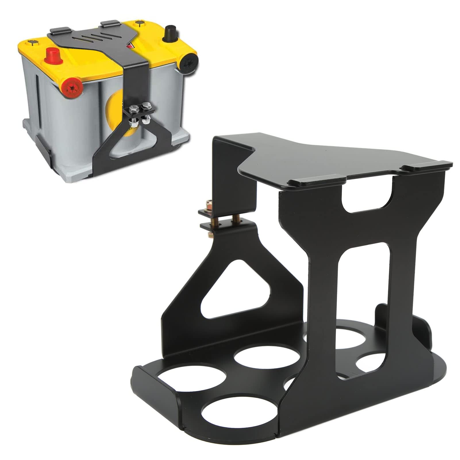 Gavigain Batterie Box Tray Hold,ATV UTV Truck Battery Mount Holder Carbon Steel Down Trunk Batterie Relocation Box For 34 78 Battery Mount von Gavigain