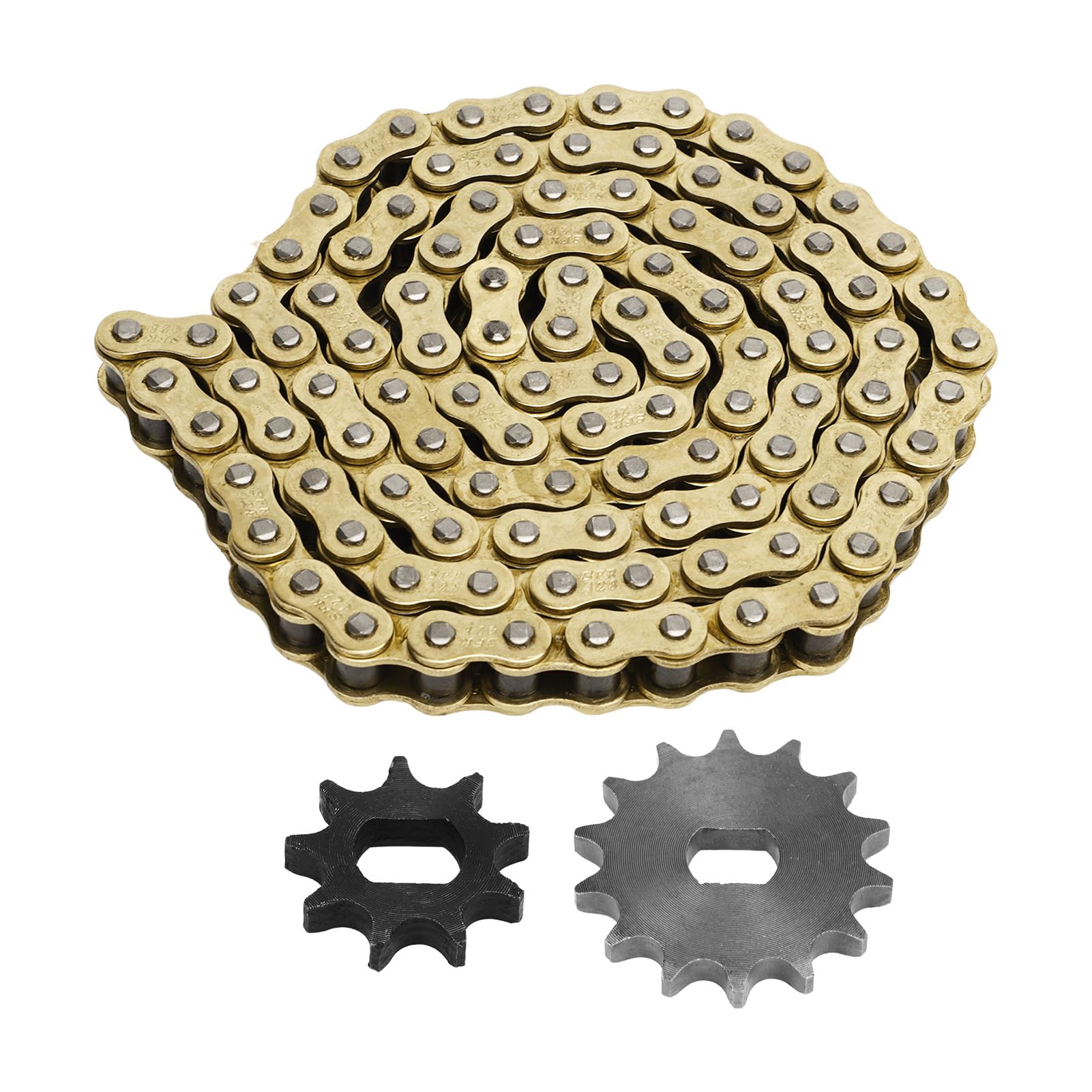 Gavigain 106-Glieder-Gold-Antriebskettenradsatz, 9T und 14T Aluminiumlegierung, stabile Kraftübertragung, für Geländefahrzeuge, Motorräder, DIY-Roller von Gavigain