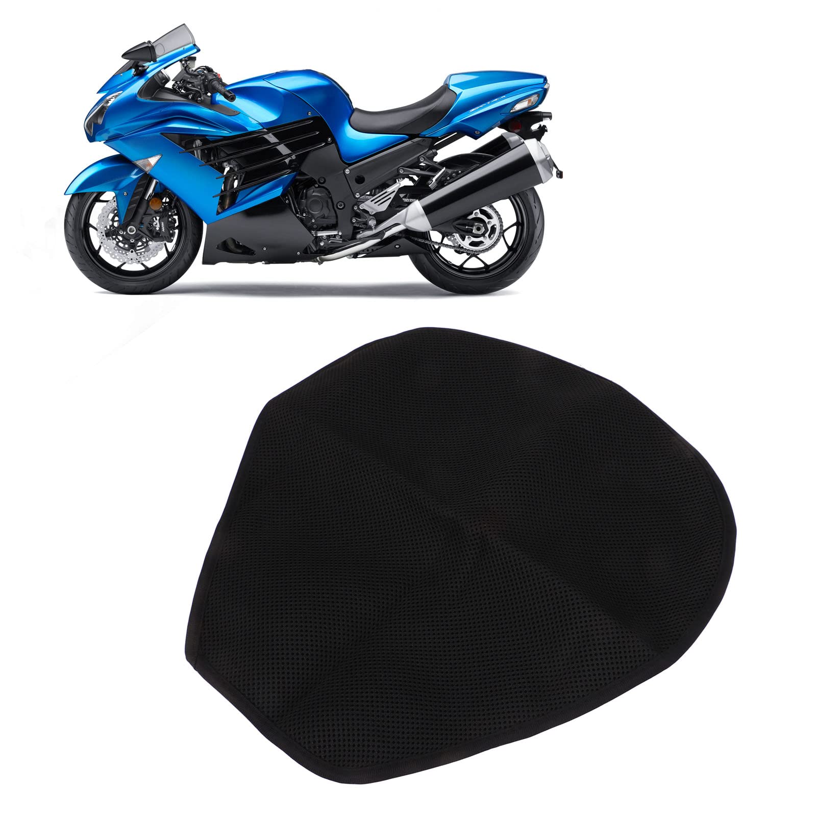 Gavigain Motorrad-Sitzkissen, Motorrad-Sitz-Netzbezug, Schutz mit elastischem Riemen, atmungsaktiv, wärmeisolierend, Sonnenschutzkissen für Motorräder von Gavigain