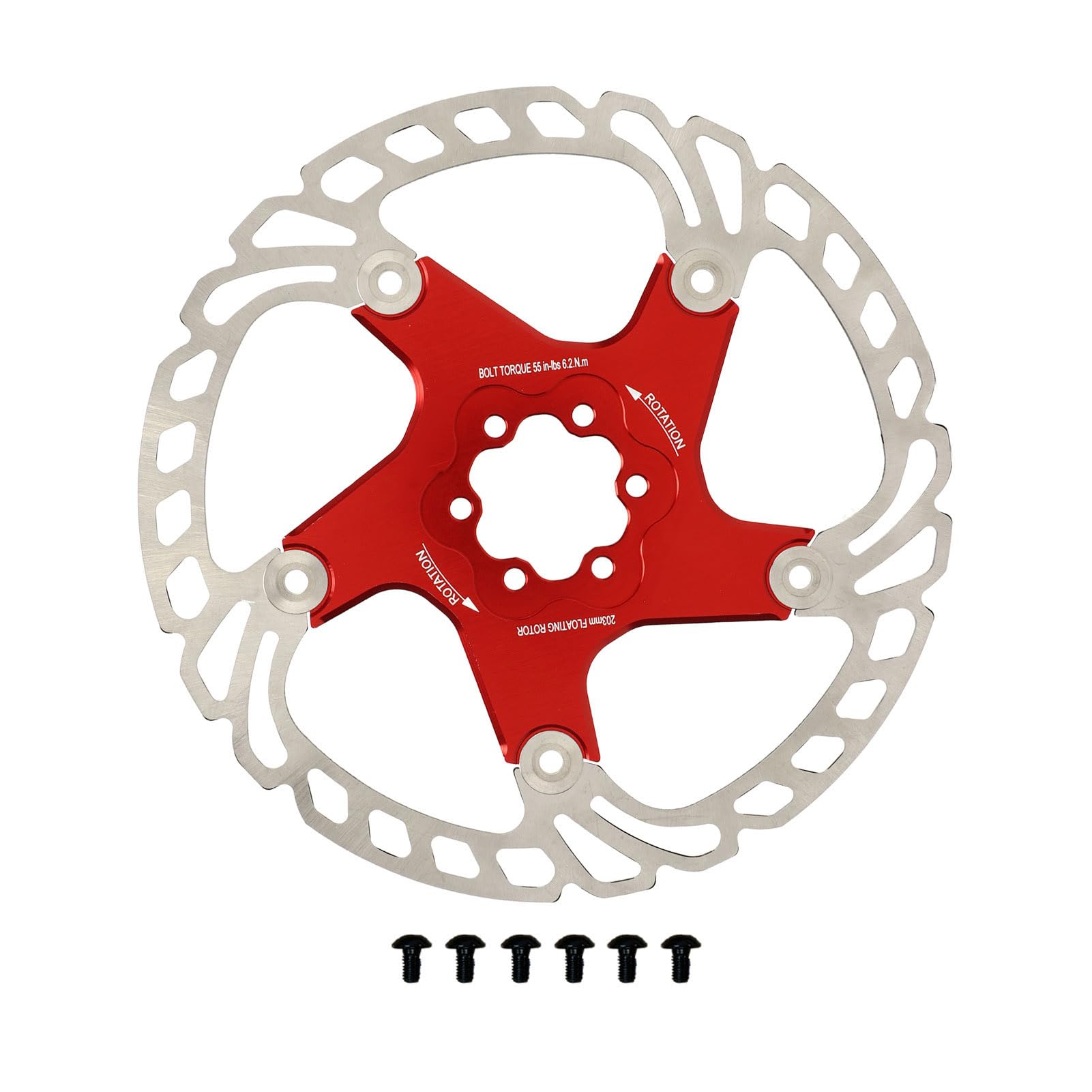 Gavigain schwimmende Bremsscheibe, 6-Loch-Rotor, fortschrittliche Kühlung, leichtes CNC-eloxiertes Aluminium und Edelstahl für Mountain-Bremsen (203mm) von Gavigain