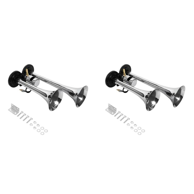 Gbloodst 2 x Super Loud Air Horn Dual Trumpet Truck 12 V Zug Kit Auto-Kompressor 150 dB von Gbloodst