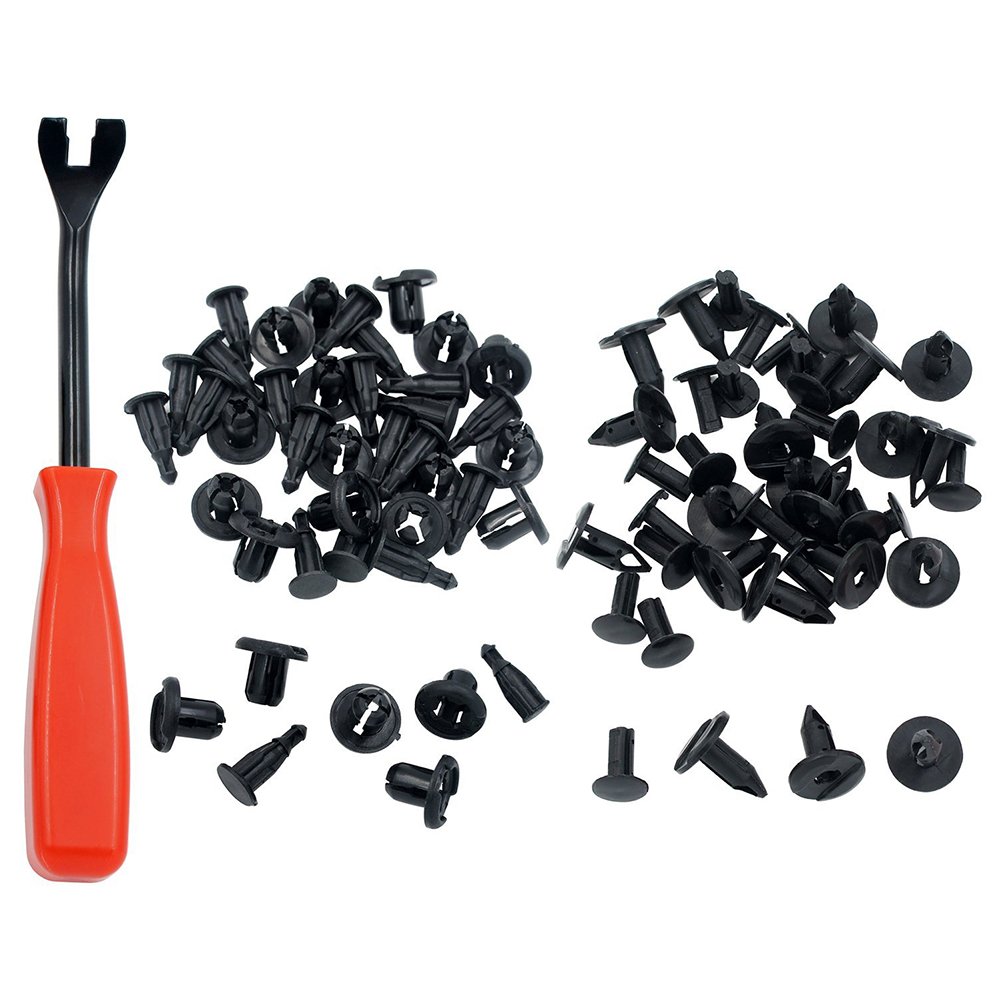 Gbloodst 40Pcs Push-Kunststoff StoßFäNger Niet Clips + 1Pcs Stahlbefestigung Entfernung Offene TüRverkleidung von Gbloodst