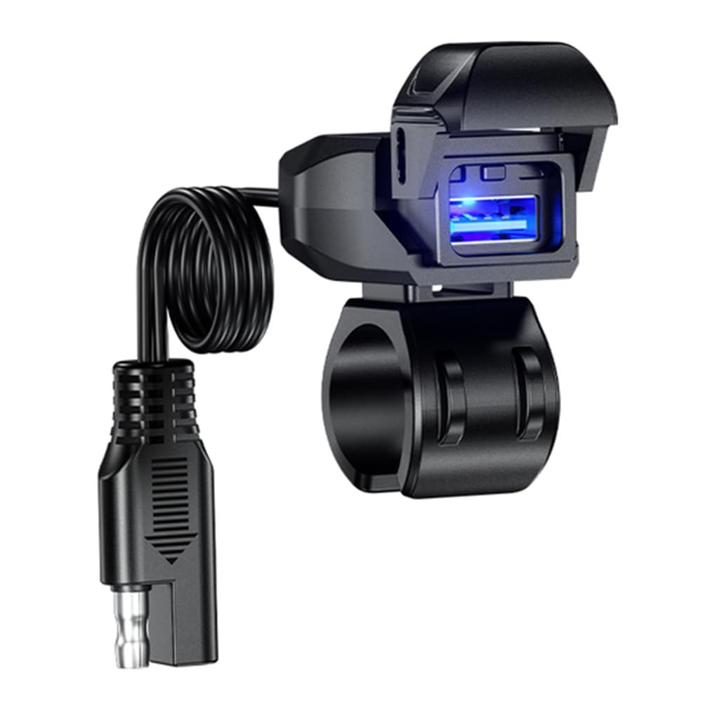 Gbloodst Fahrzeugmontiertes Motorradladegerät, Wasserdichter USB-Adapter, 12-V-Telefon, Dual-USB-Anschluss, Schnellladung 3.0 mit Schalter, Motorradteil, B von Gbloodst