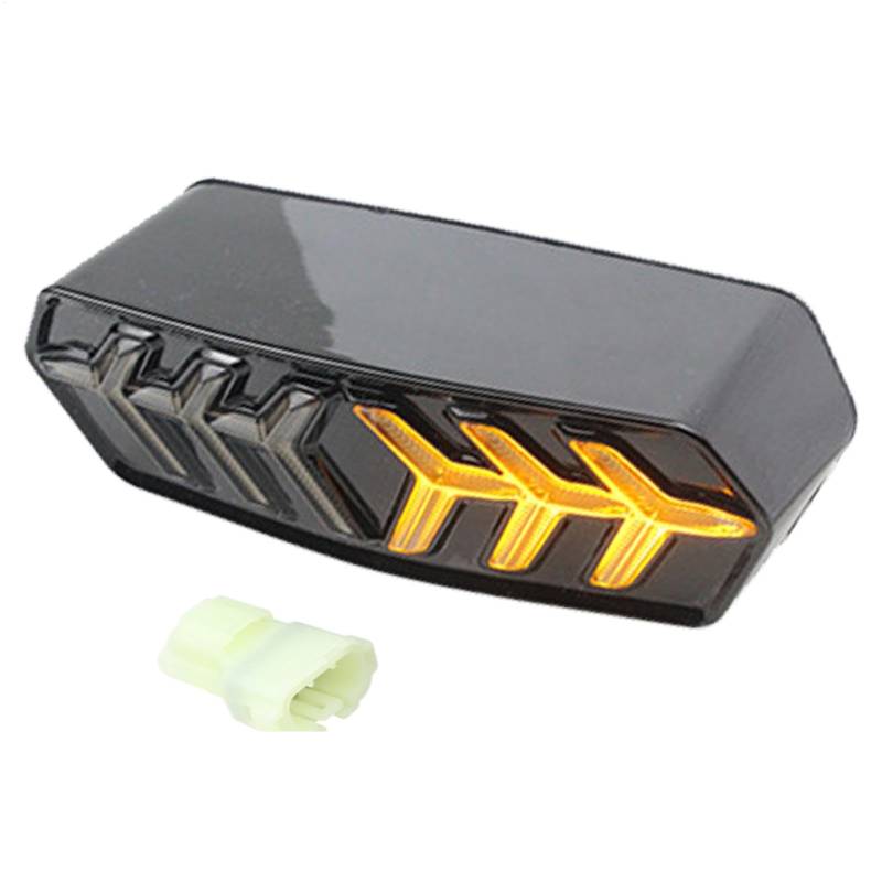 Gcerfby LED Sequentielles Bremslicht, Integriertes Fishbone Lauflicht, Stoßfeste Rückleuchte, Verbesserte Verkehrssicherheit, Energieeffiziente LED-Technologie, 13,5 x 6 x 5 cm, für Motorräder, von Gcerfby