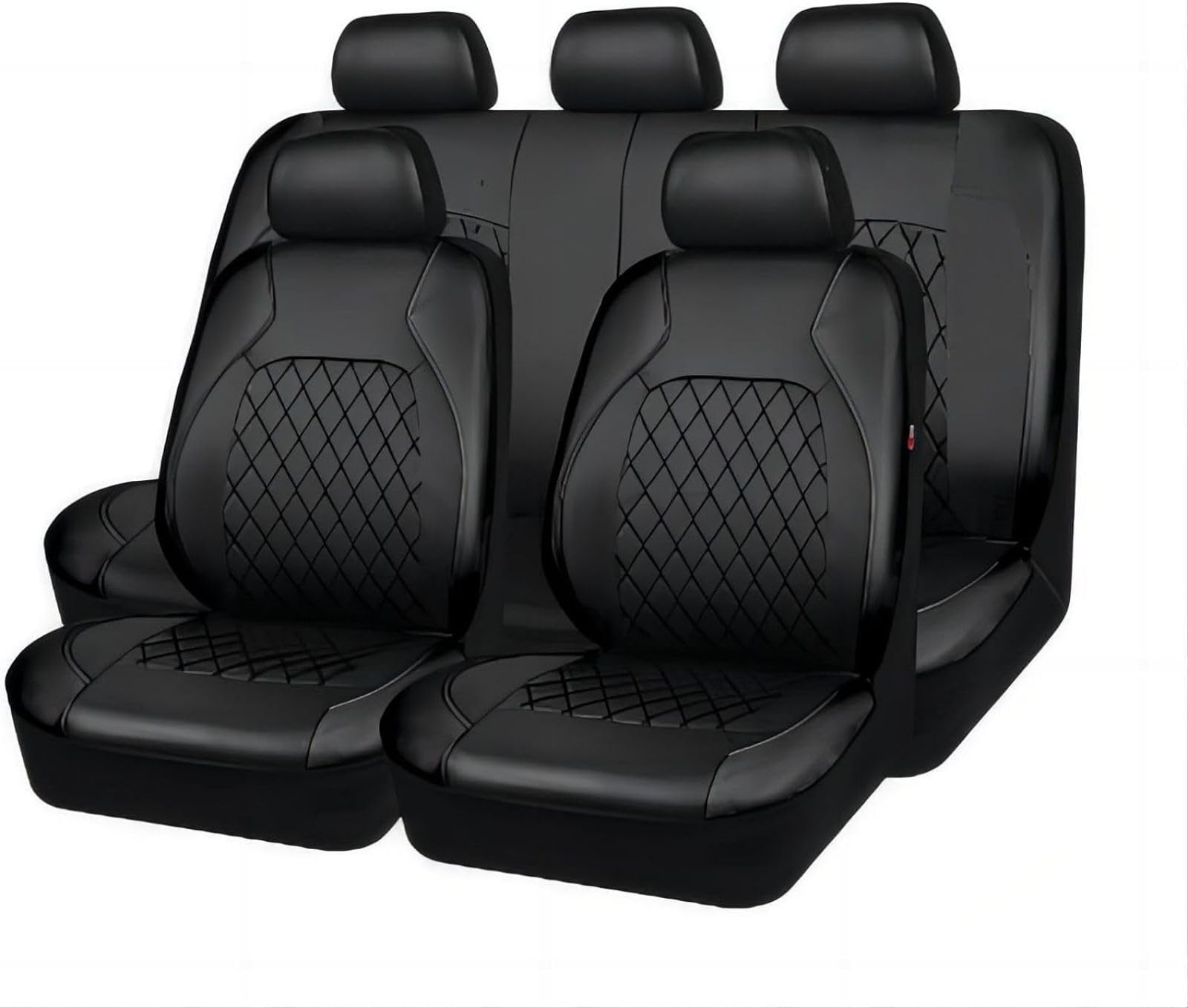 9 Stück Auto Leder Sitzbezüge für Peugeot Rifter 2018-2023, Universal Allwetter rutschfest Wasserdicht Bequem Sitzbezügesets Atmungsaktiv Schonbezug,Black von GeRRiT
