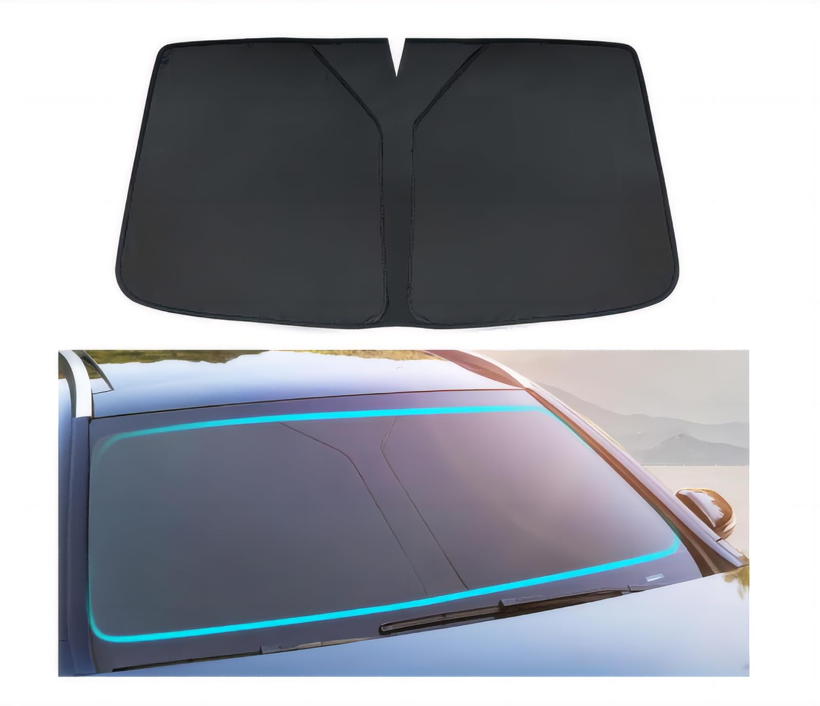 Sonnenschutz Auto Frontscheibe Innen Für Mercedes-Benz GLA 2020-2023, Mit Zertifiziertem UV Schutz Hitzeschutz Plane Faltbar(140 * 70CM),Black von GeRRiT